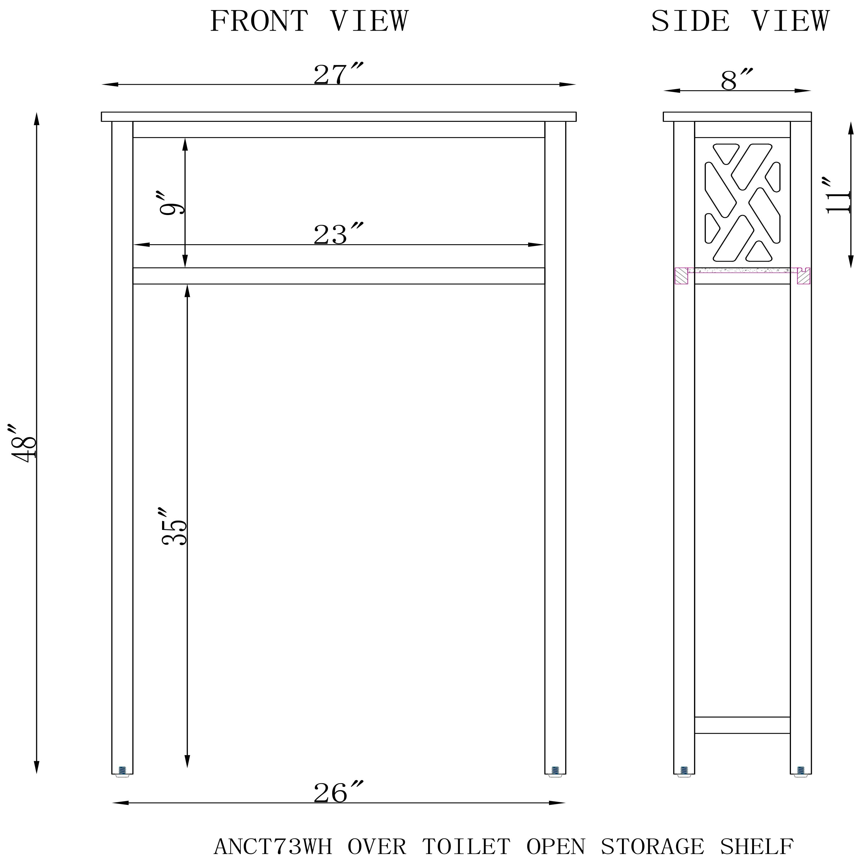 Coventry Bathroom Over the Toilet Open Storage Shelf White - Alaterre Furniture