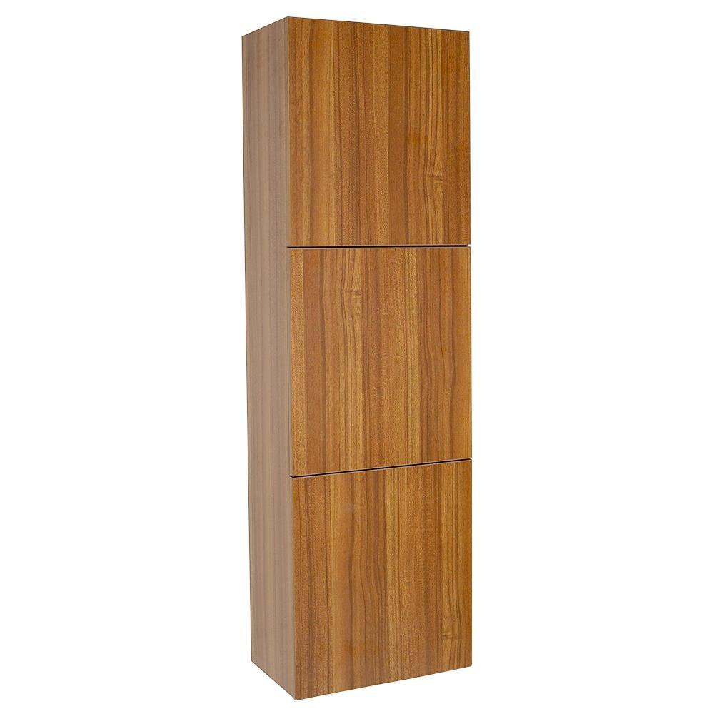 Modern Teak Laminated MDF Wall Mount Linen Cabinet