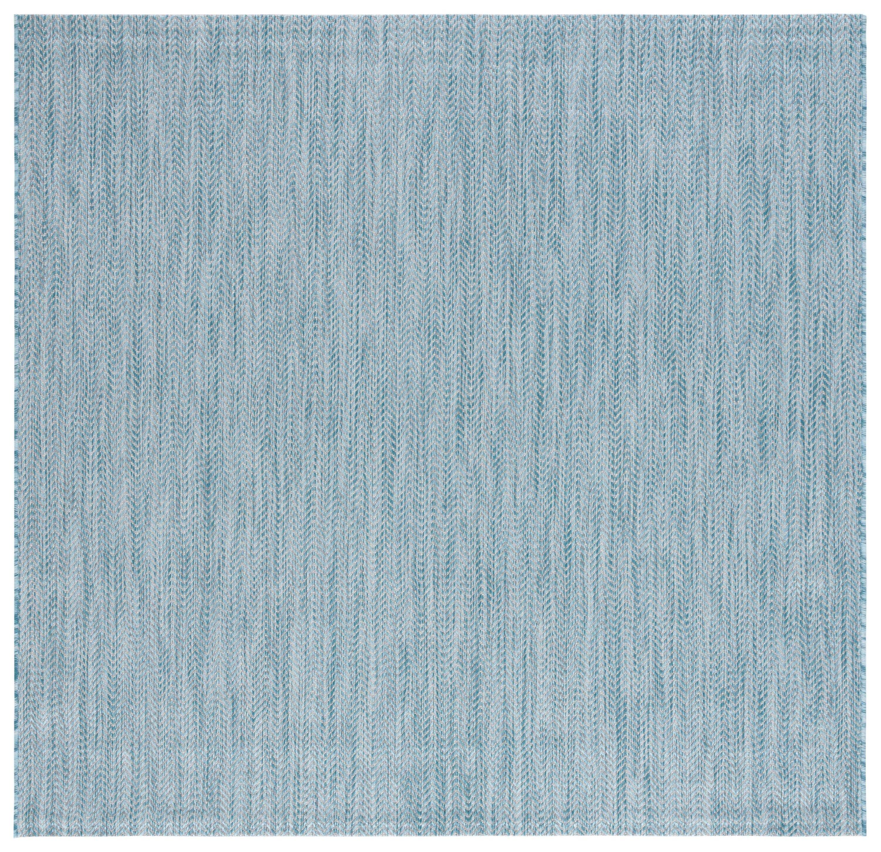 Courtyard CY8022 Power Loomed Indoor and Outdoor Area Rug - Aqua/Grey - 5'3"x5'3" - Safavieh