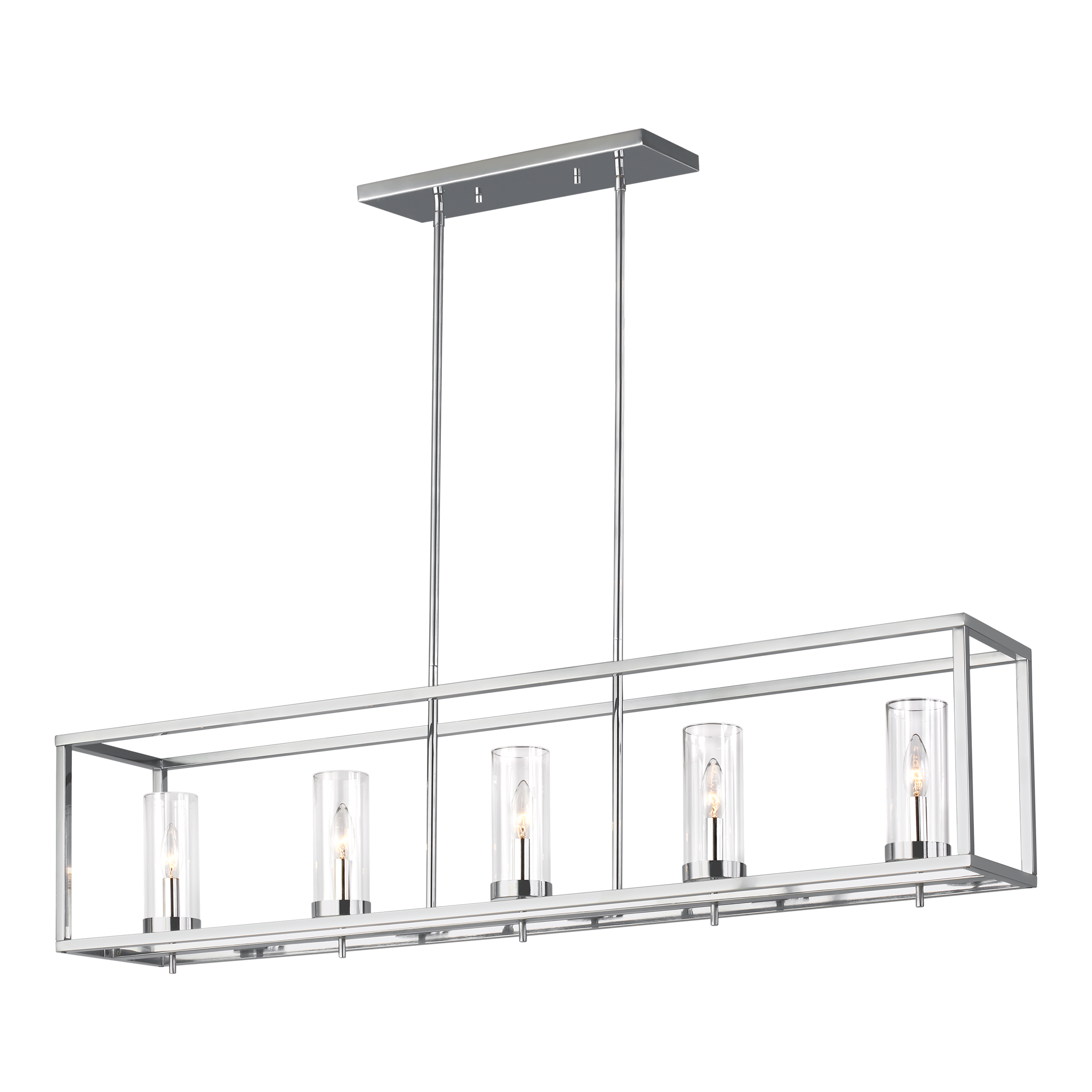 Generation Lighting Zire 5 -Light Chrome Modern/contemporary Clear glass Linear Large Hanging Kitchen island light