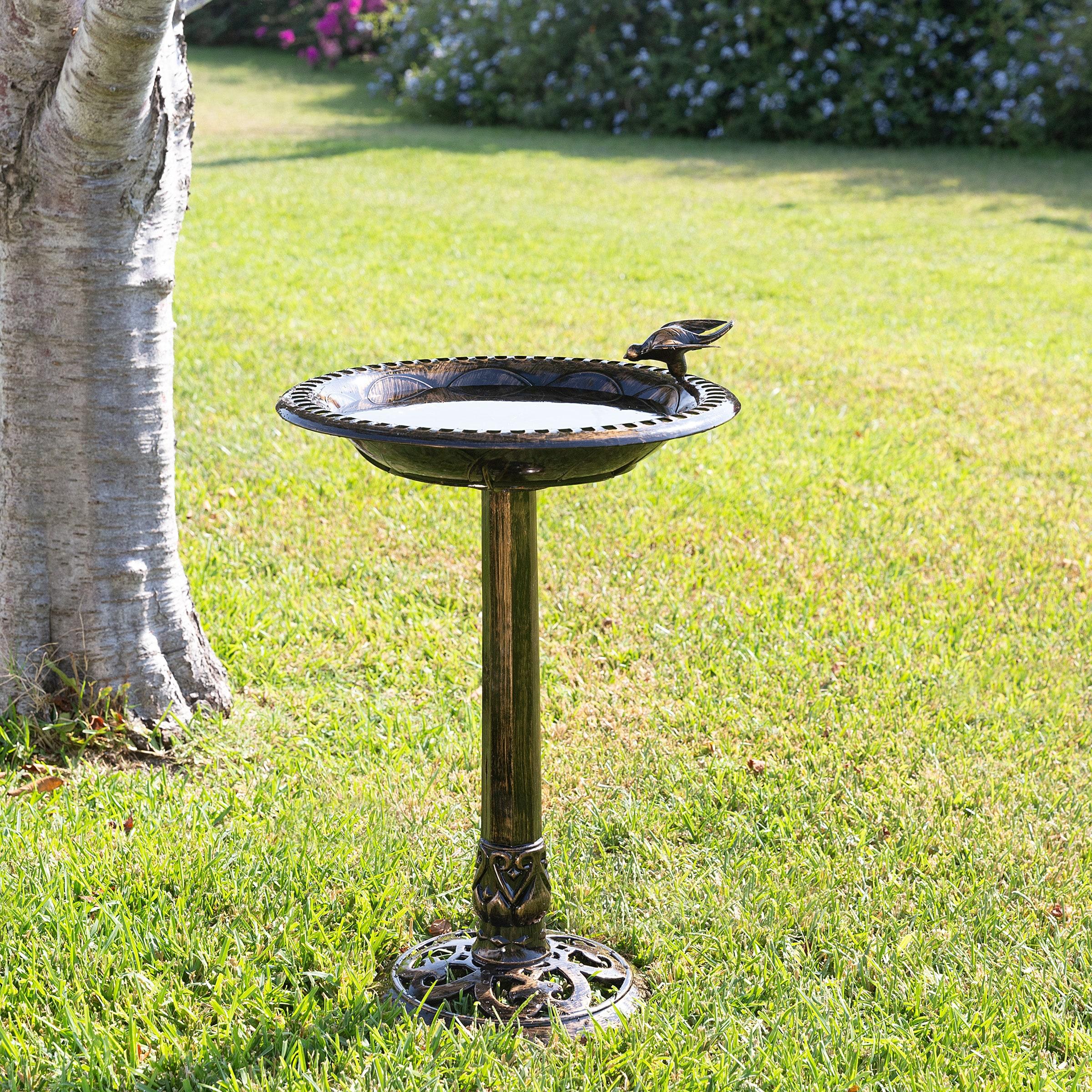 Alpine Corporation 26-Inch Bronze Bird Bath with Bird Figurine