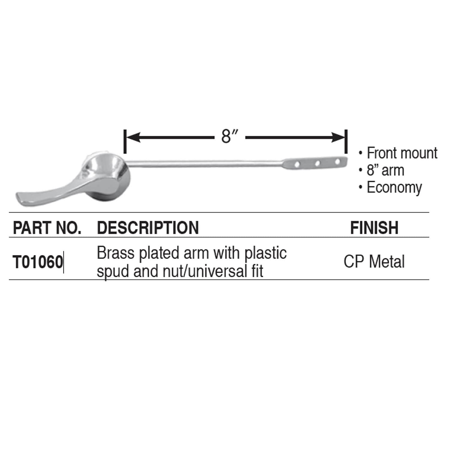 Jones Stephens T01060 8 Universal Econ Tank Lever Chrome - Chrome