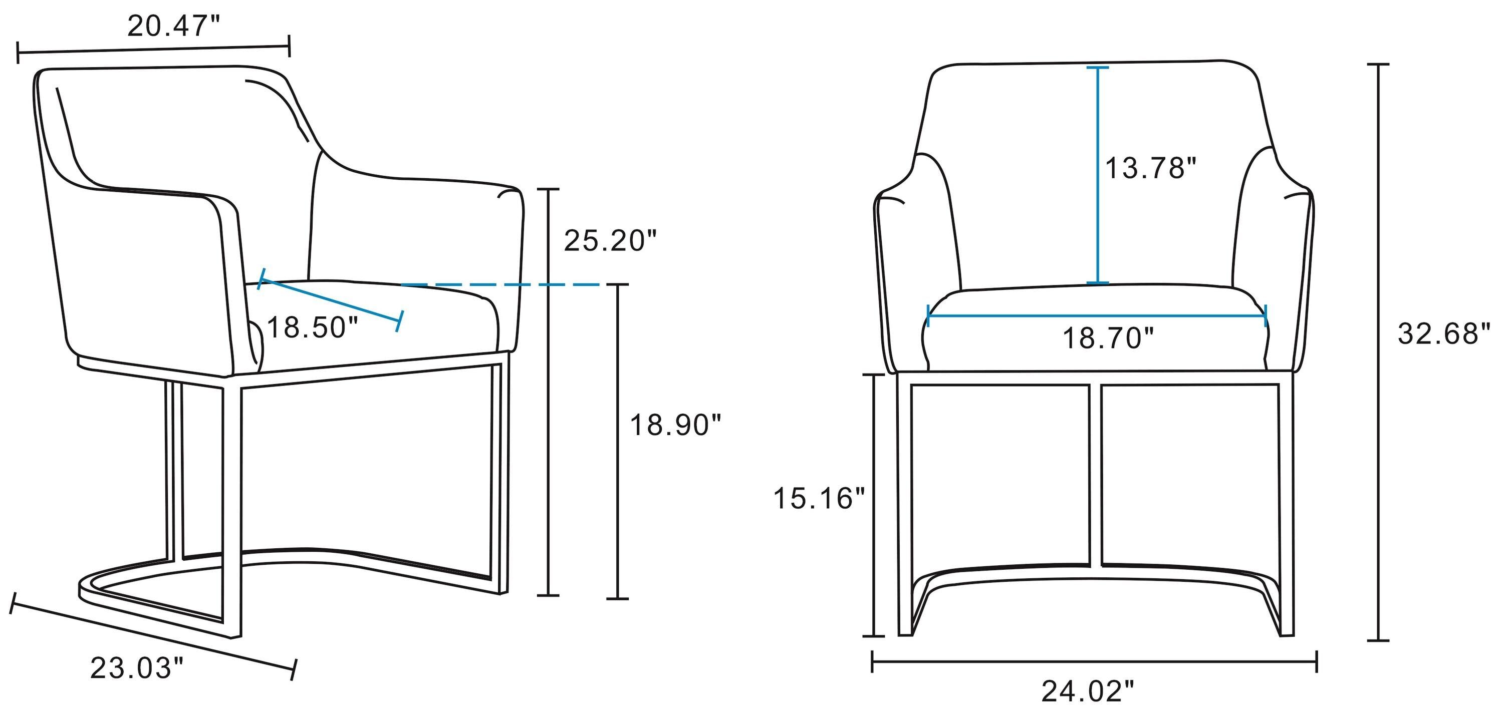 Set of 6 Serena Modern Leatherette Upholstered Dining Chair Set Cream - Manhattan Comfort: No Assembly, Steel Legs