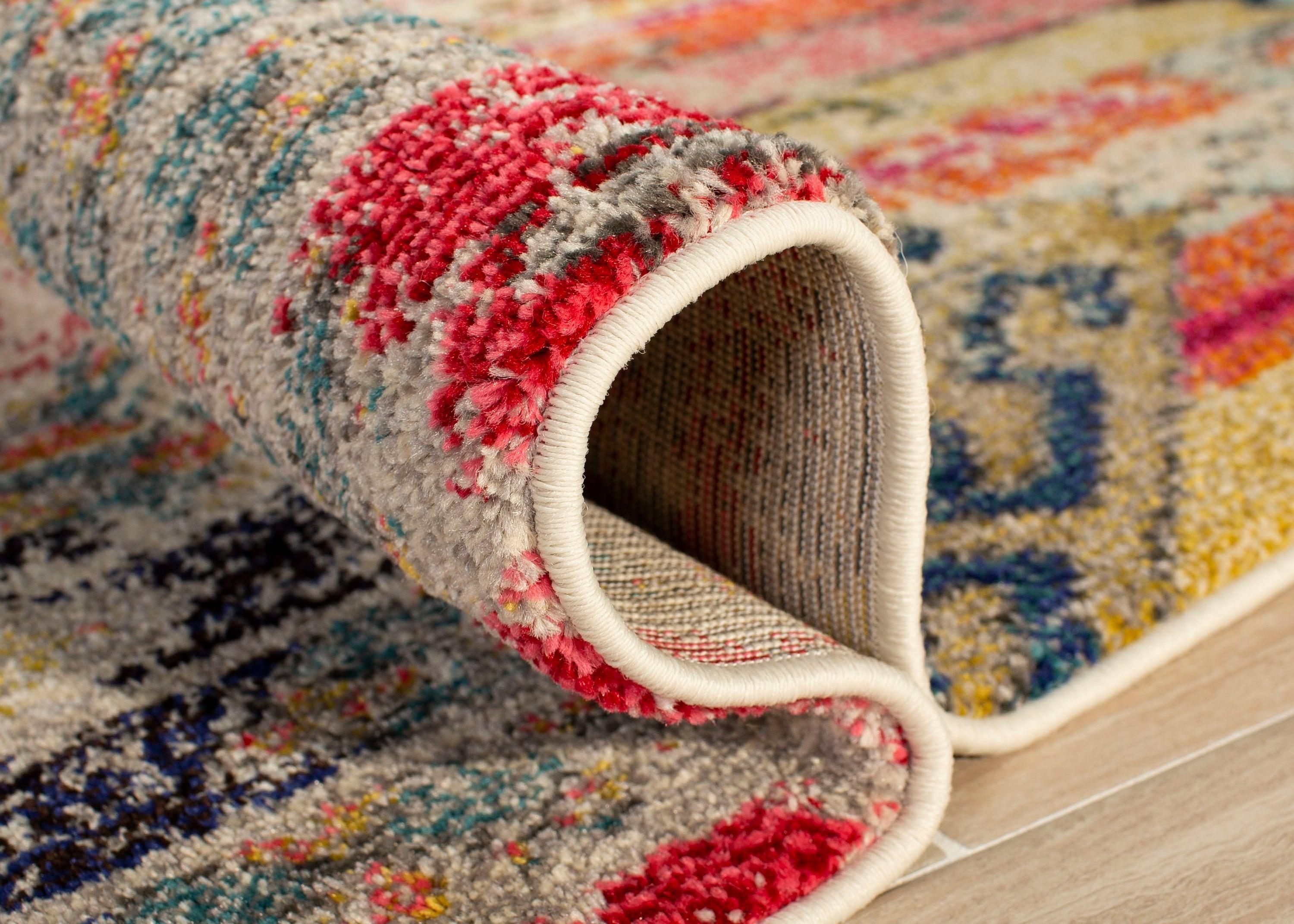 Monaco MNC222 Power Loomed Indoor Accent Rug - Light Grey/Multi - 4' Round - Safavieh