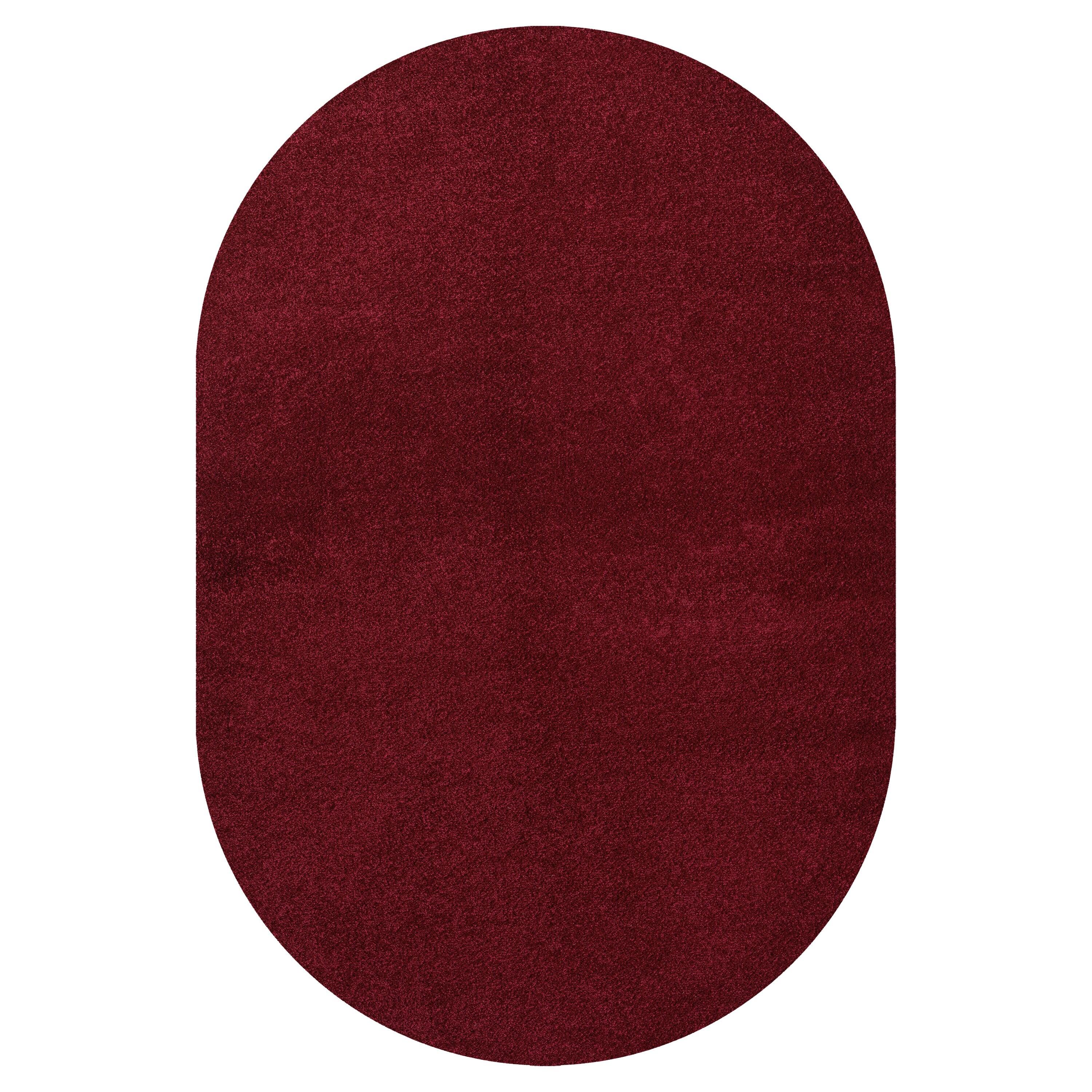 3'x5'Oval  Haze Solid Low-Pile, Dark Red - JONATHAN Y
