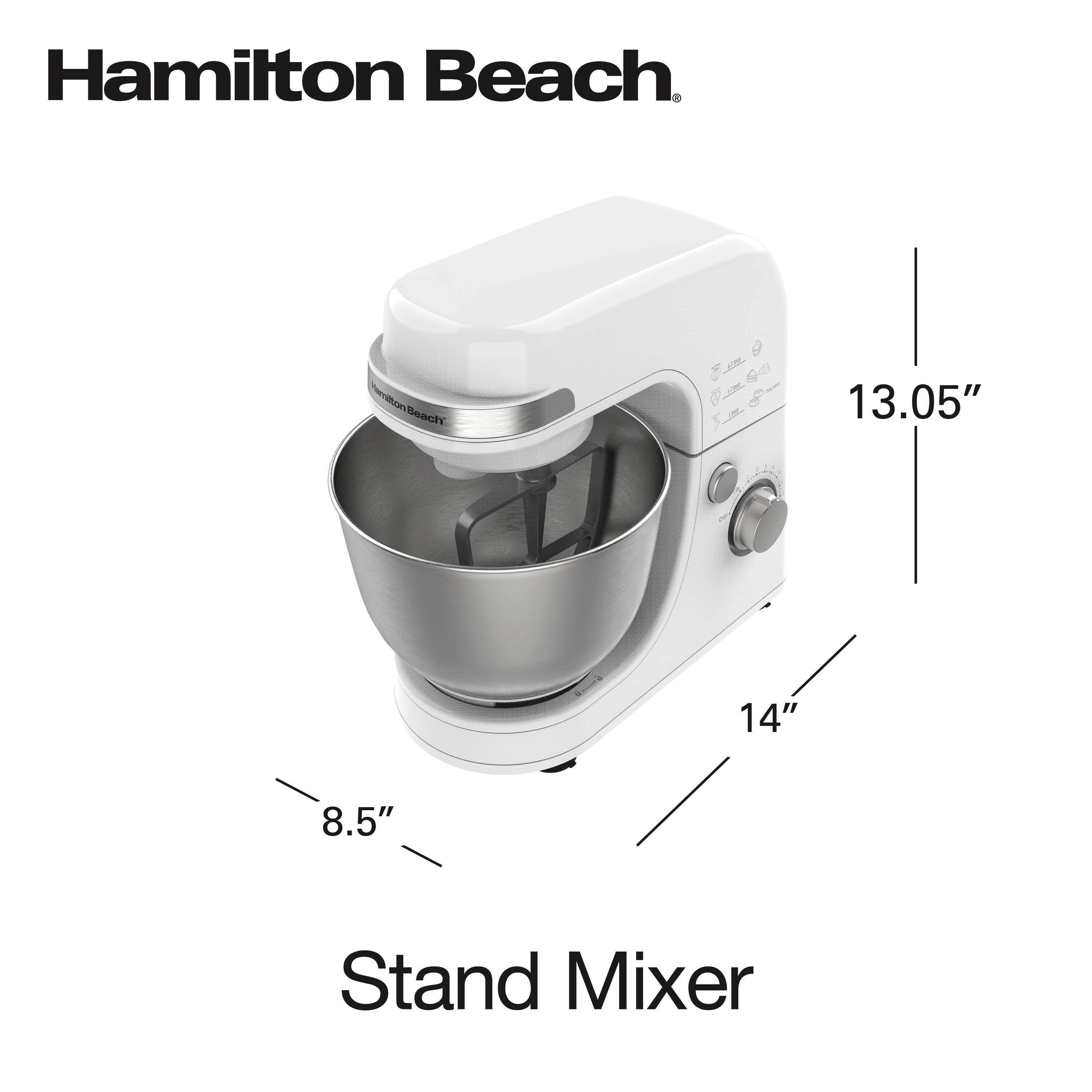 Hamilton Beach® 7-Speed 4-Quart Electric Stand Mixer with Splash Guard, Dough Hook, Flat Beater, and Whisk Attachments