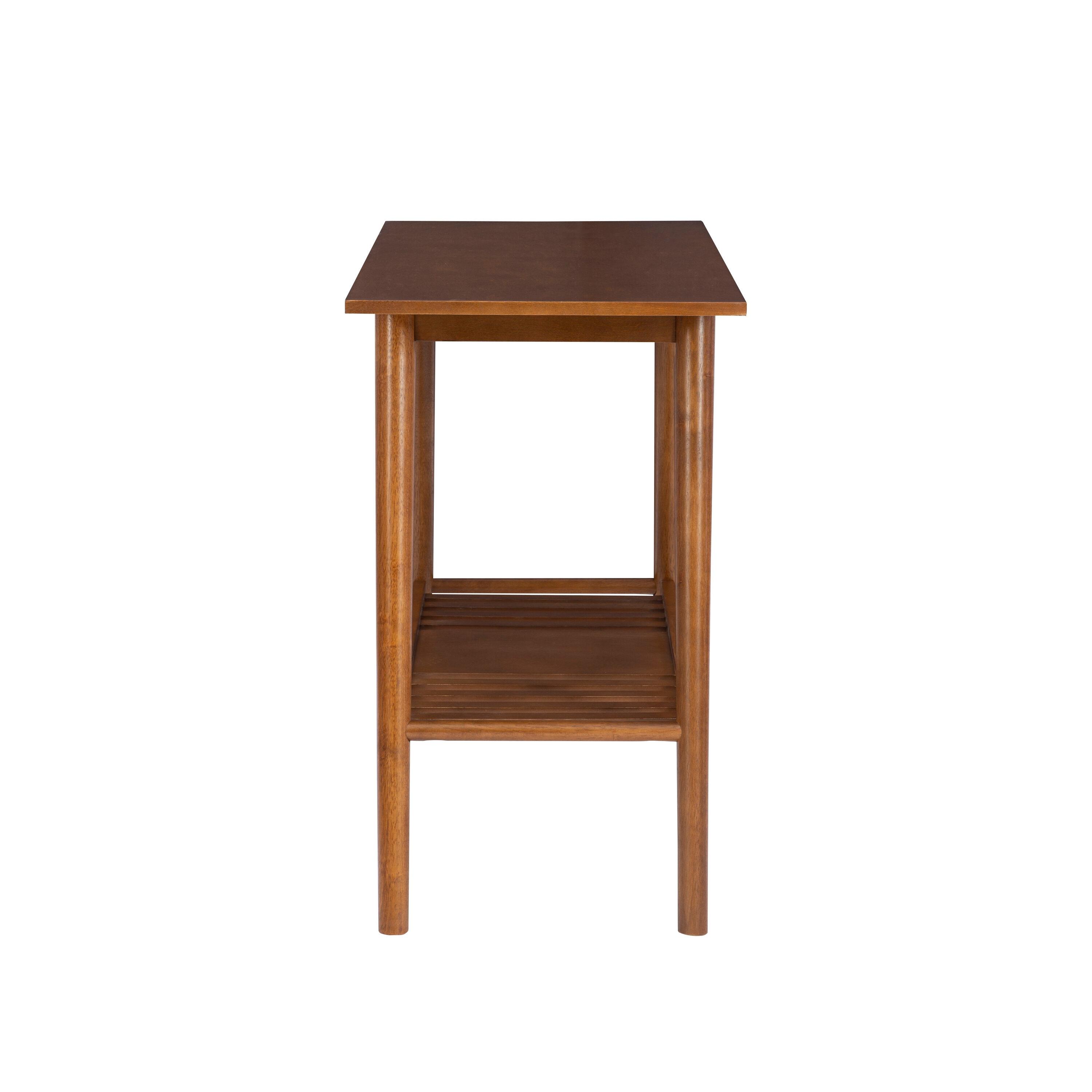 Linon 48" Charlotte Mid-Century Modern Wood Console Table With Bottom Storage Shelf Brown: Rubberwood Frame, MDF Surface