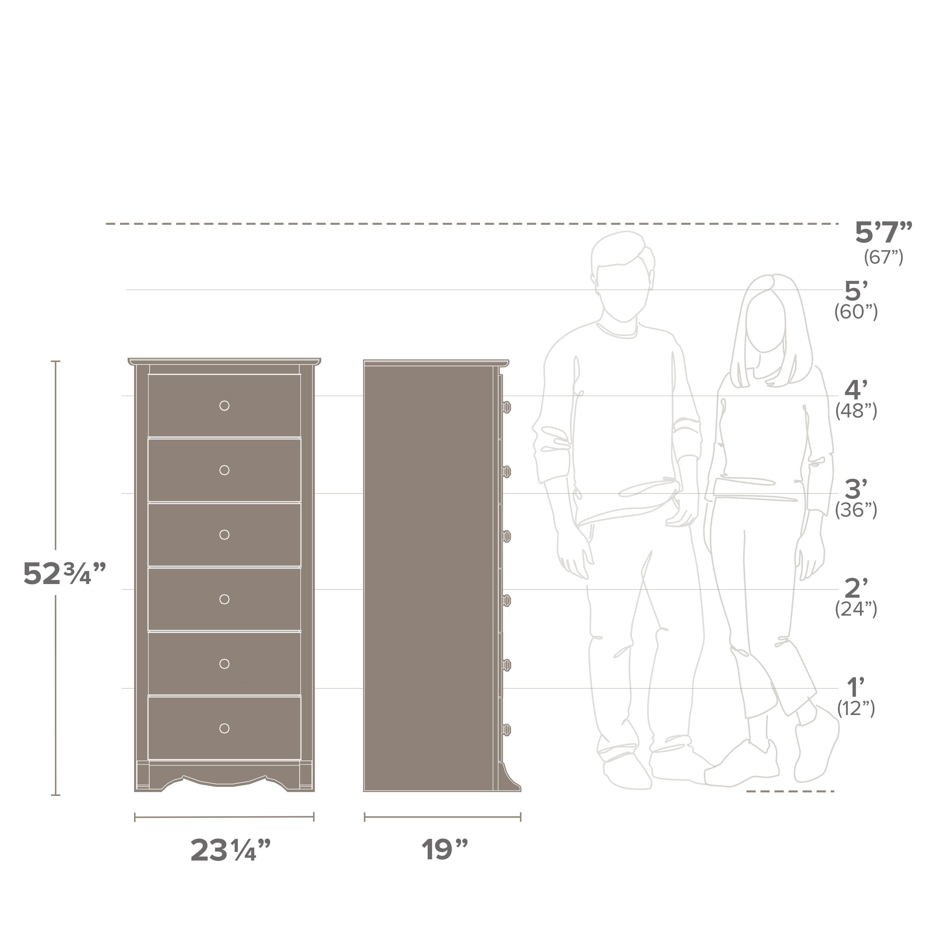 Tall 6 Drawer Chest Drifted Gray - Prepac: Space-Saving Bedroom Storage Furniture