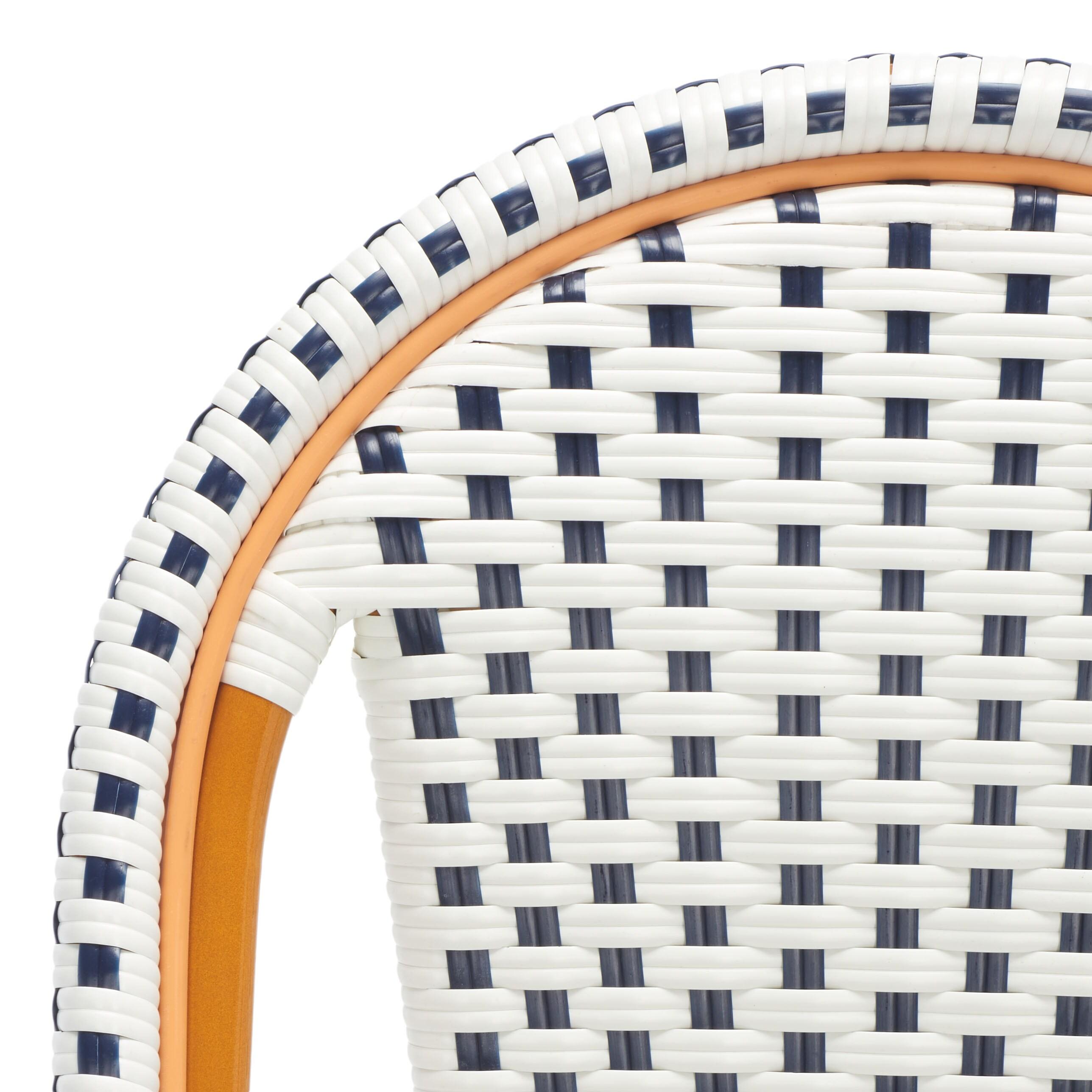 California Counter Stool - Indoor/Outdoor - PAT7532 - White/Navy - Safavieh
