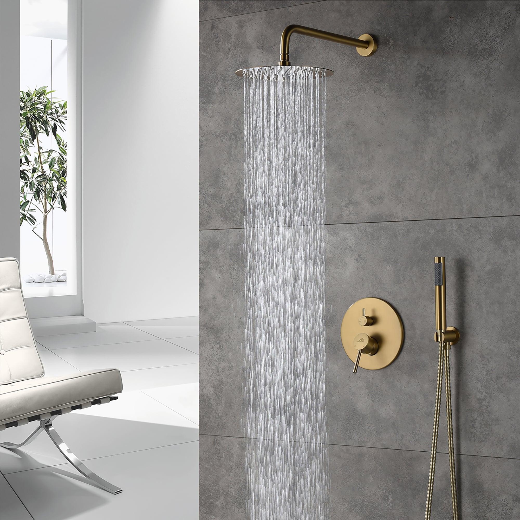 Pressure-Balanced Complete Shower System with 10-Inch Rain Shower Head, Handheld, Rough-in Valve