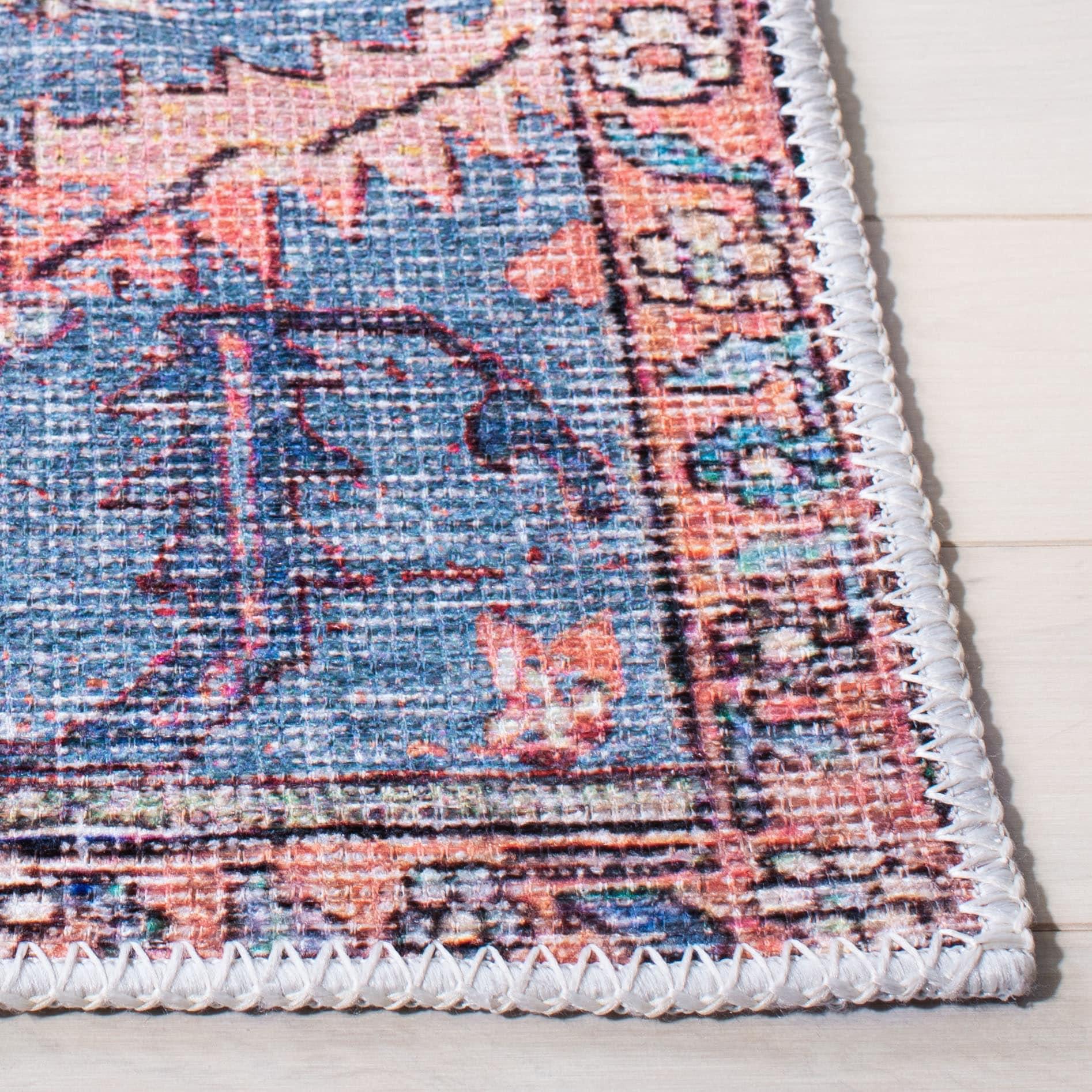 SAFAVIEH Serapi Teague Traditional Machine Washable Area Rug, Light Blue/Beige, 5'3" X 7'7"