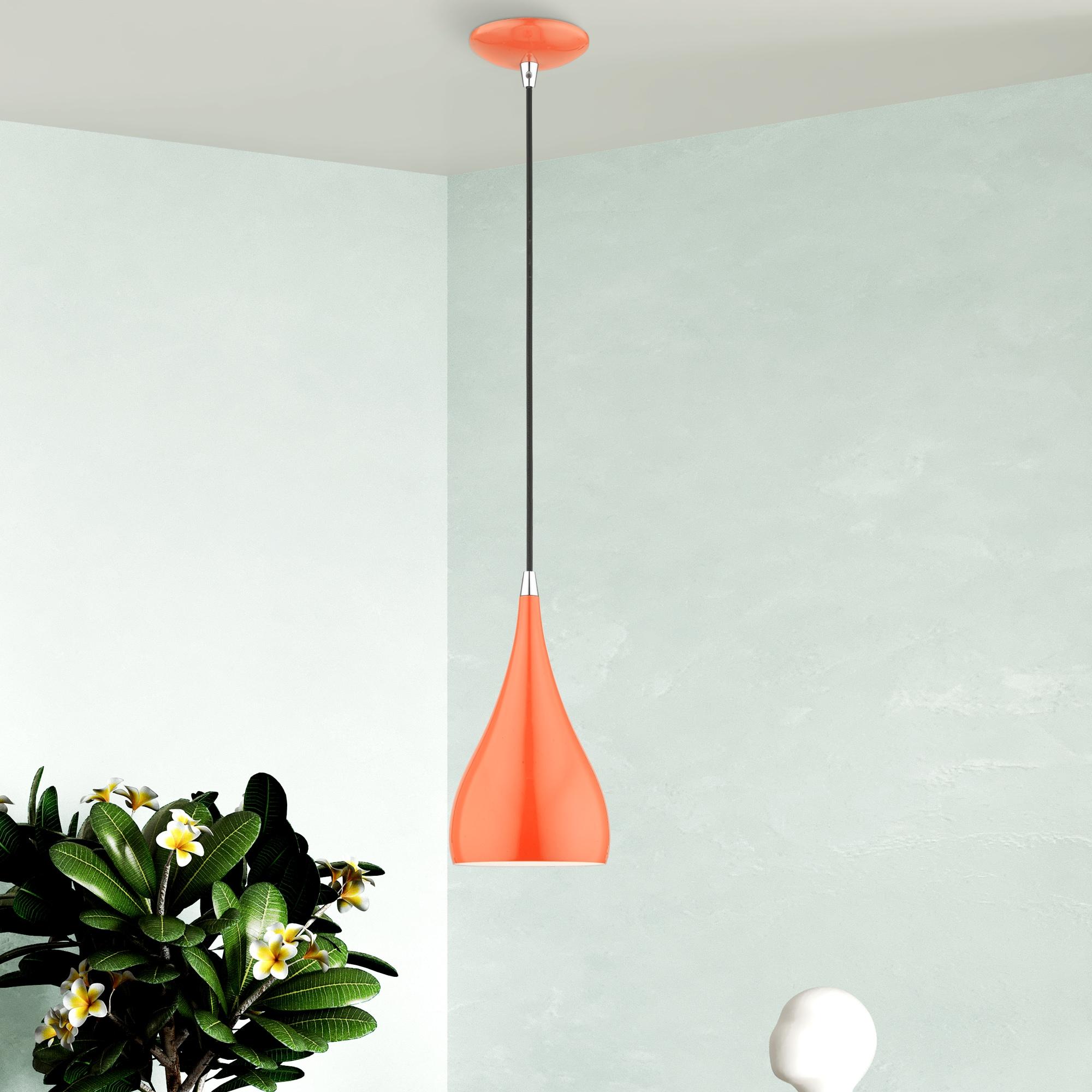 Livex Lighting Amador 1 - Light Pendant in  Shiny Orange/Polished Chrome
