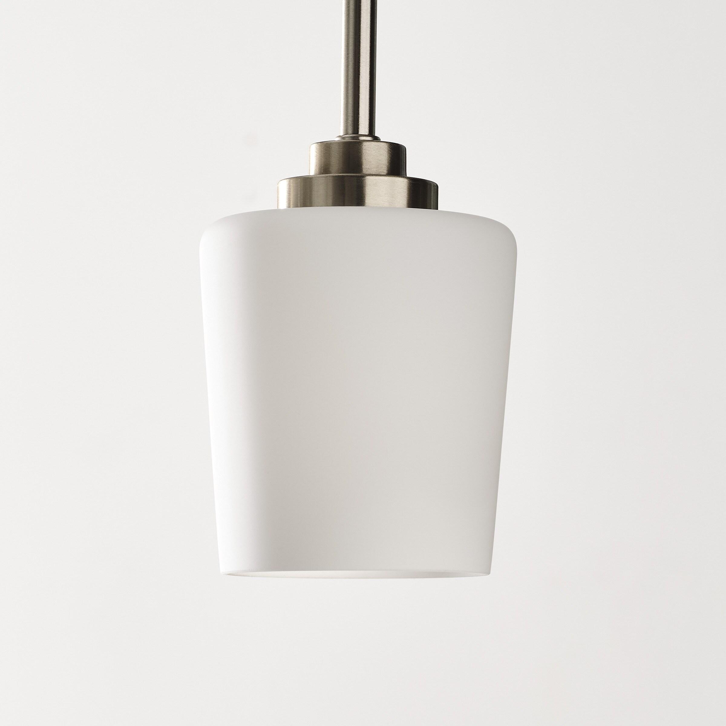 Windom Transitional Mini-Pendant in Brushed Nickel with Etched Opal Glass