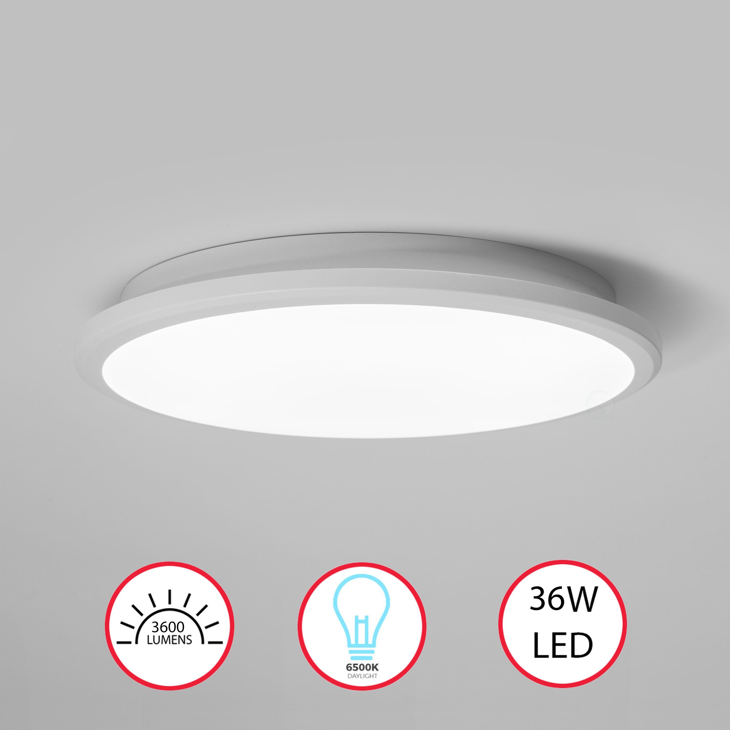 LED Ceiling Light Fixture Flush Mount Lighting, 6500K 30,000 Hour Lifetime 15 in. White 36W