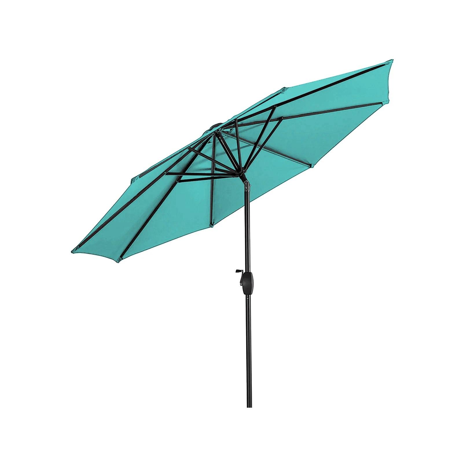 Westin Outdoor 9 Ft Umbrella with Round Resin Plastic Base Weight Included for Patio Garden UV Water Weather Resistant, Turquoise