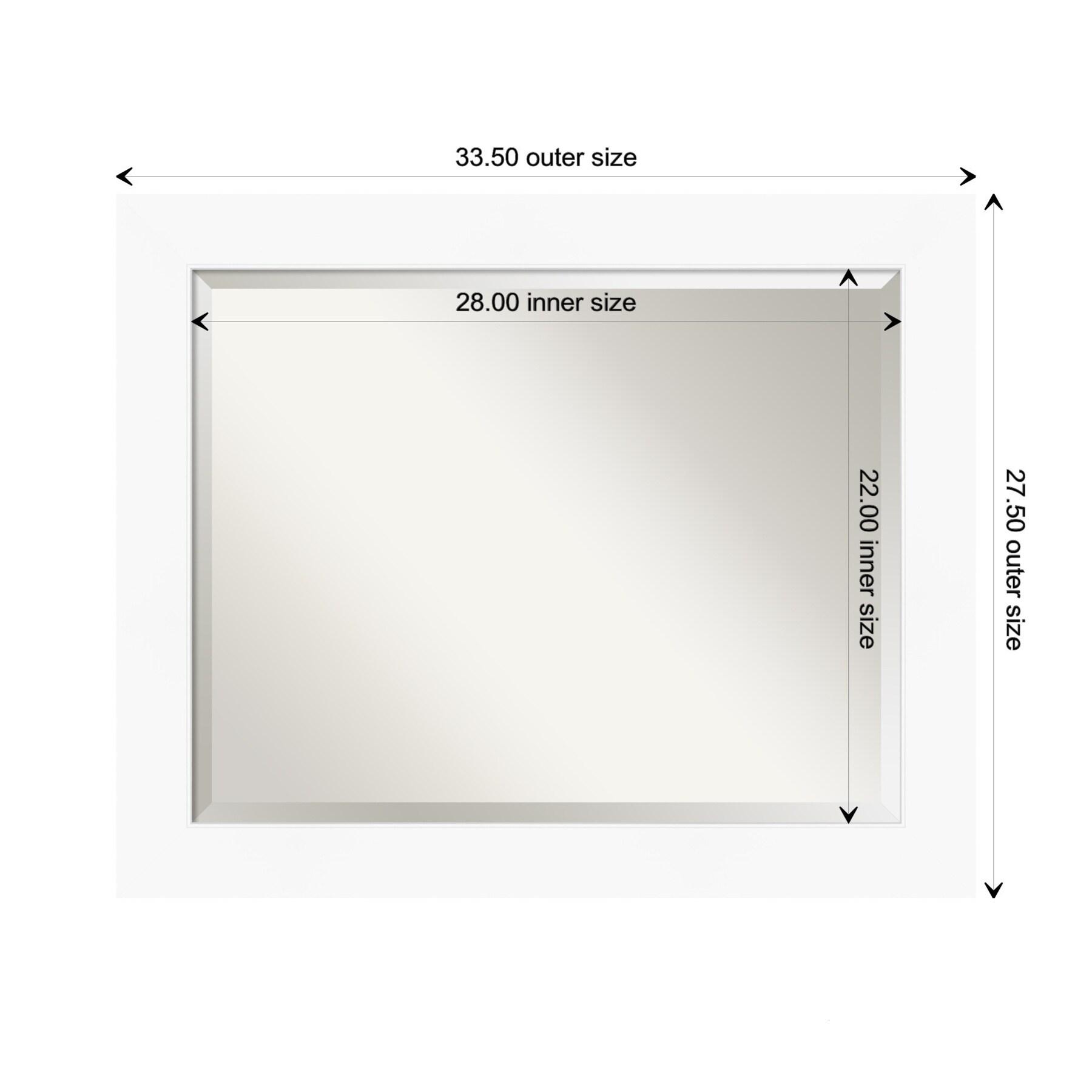 Amanti Art Beveled Bathroom Wall Mirror - Cabinet White Frame Outer Size: 33 x 27 in
