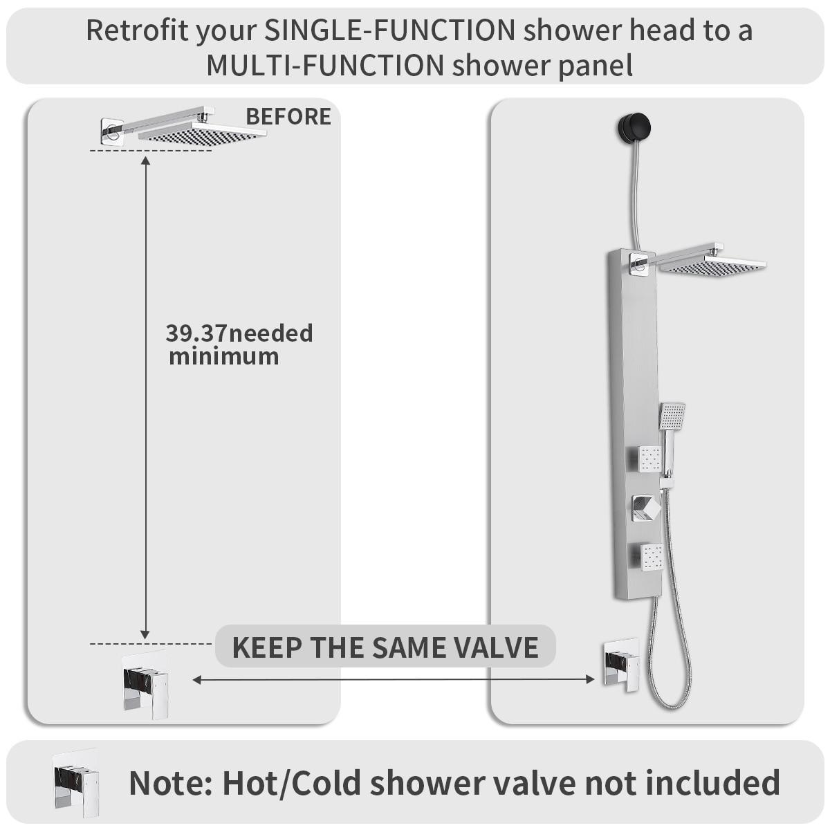 BWE 2-Shower Tower Shower Panel System with Adjustable Rain Shower Head and Handheld Shower Rod