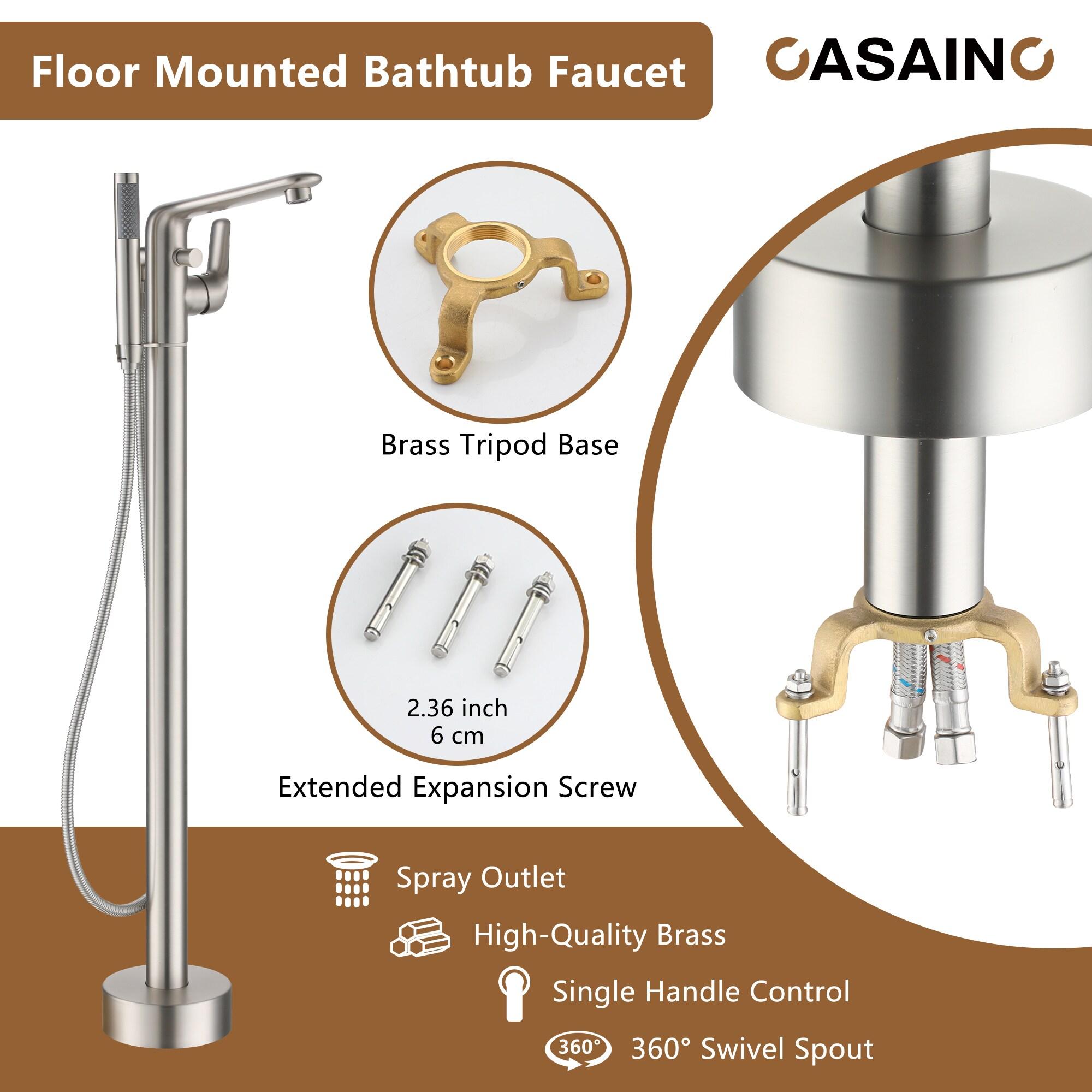 CASAINC KCLT0054-BN Single Handle Freestanding Bathtub Faucet with Diverter and Handshower
