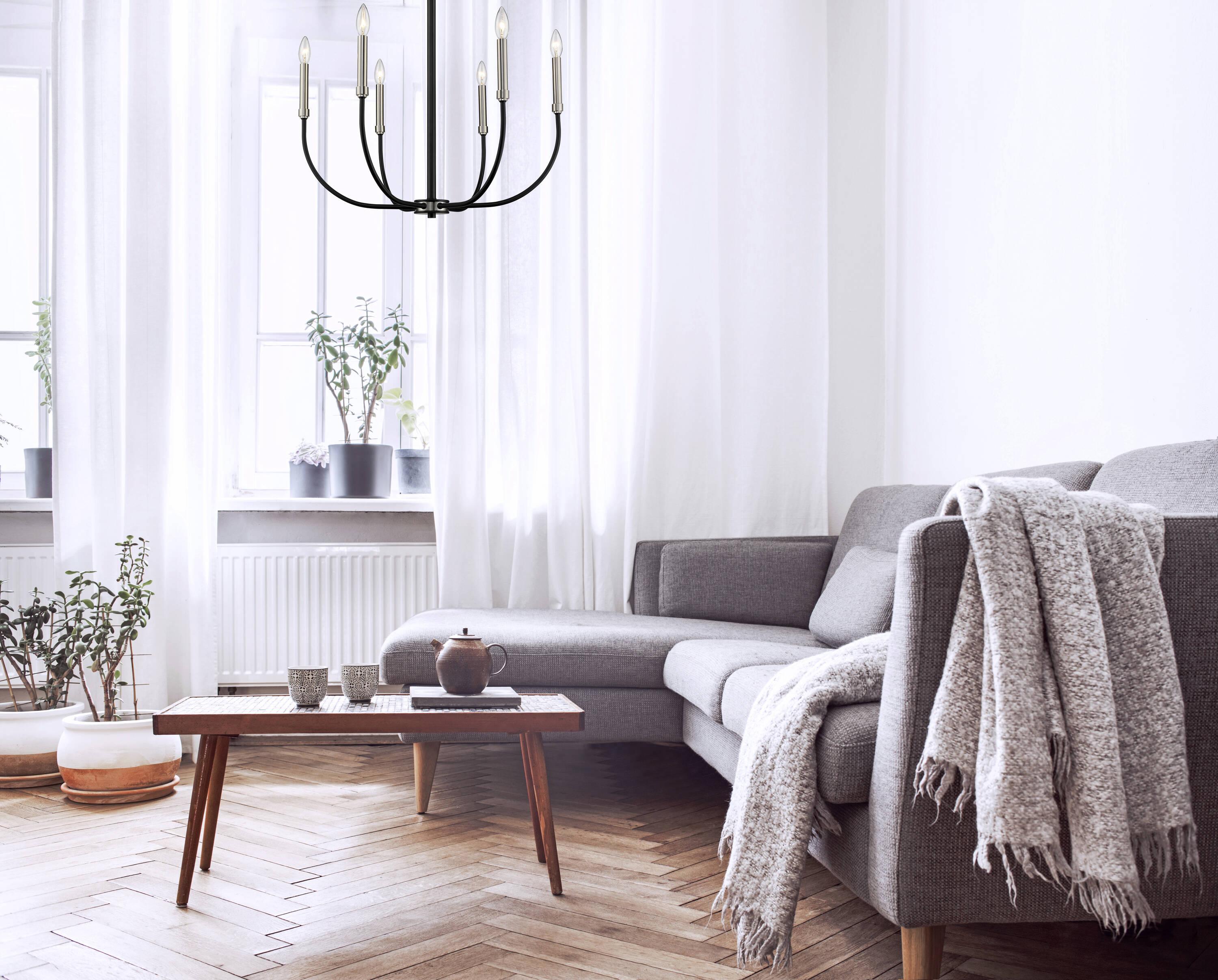 Z-Lite Haylie 6 - Light Chandelier in  Matte Black/Brushed Nickel