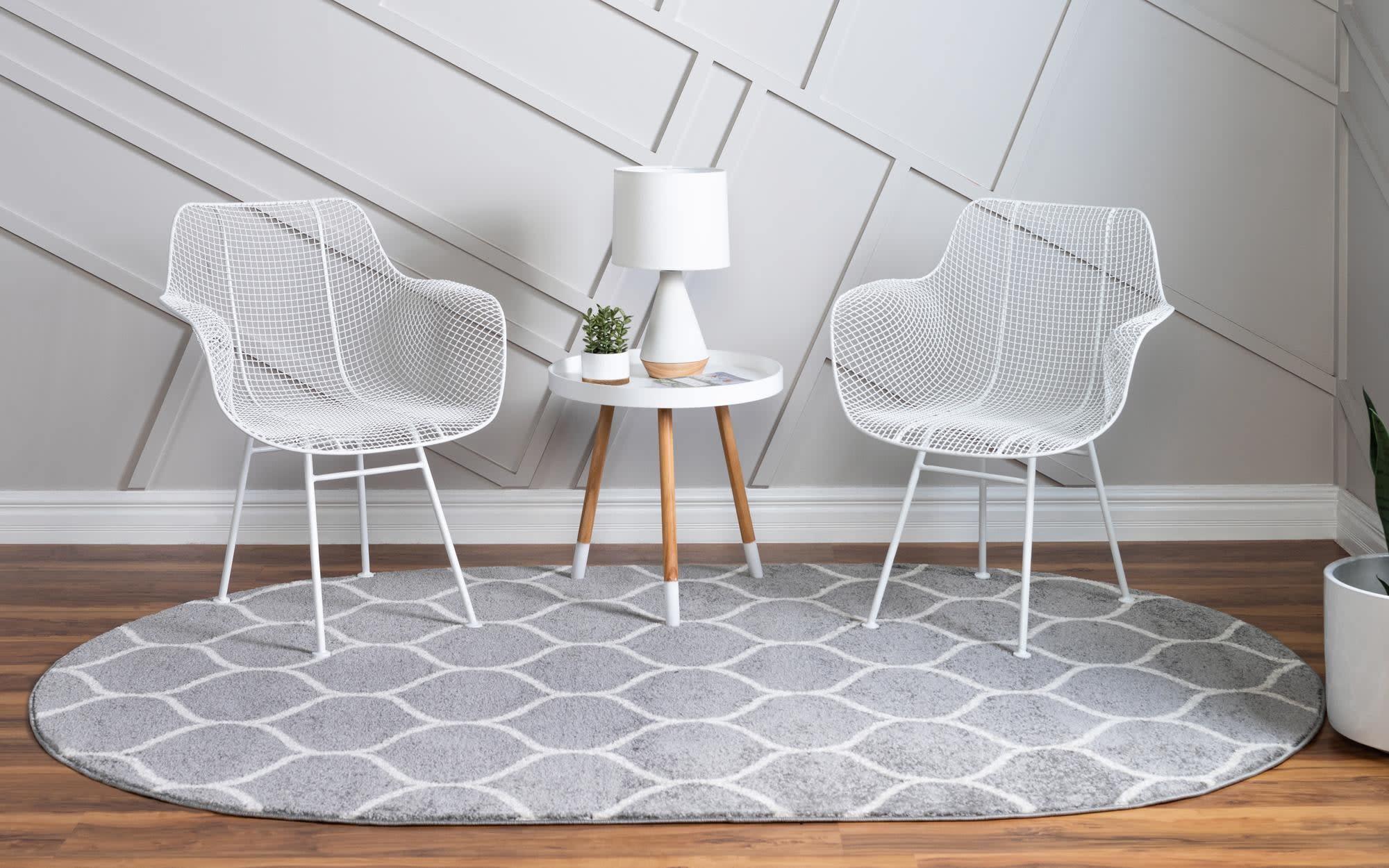 Unique Loom 7' 10 x 10' 0 Trellis Frieze Rounded Light Gray Area Rug