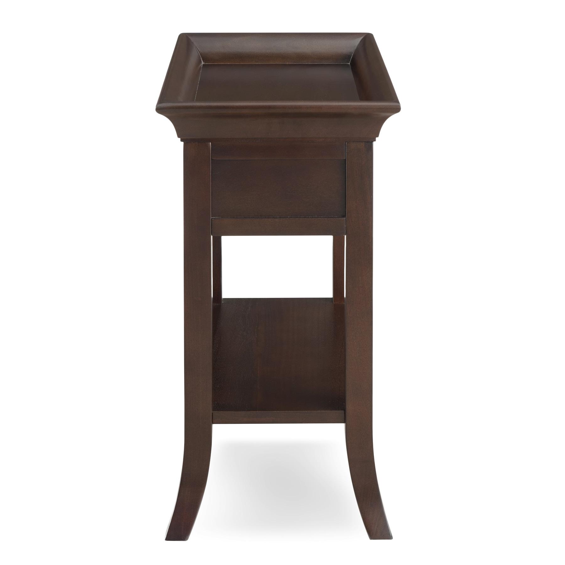 Traditional Cherry Tray Edge End Table in Chocolate Cherry