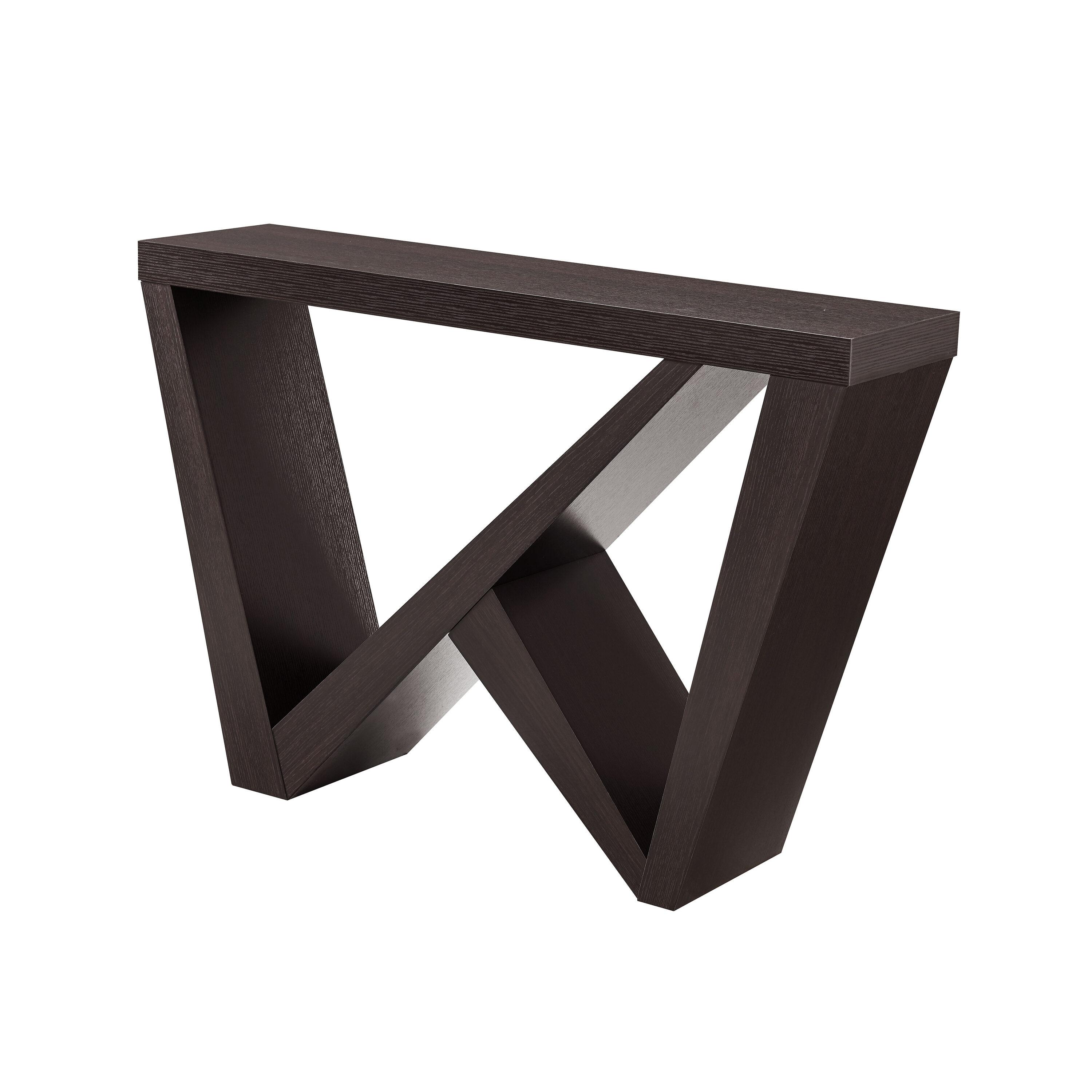 24/7 Shop At Home 48" Sunguard Modern Rectangular Console Table: Geometric Red Cocoa Design