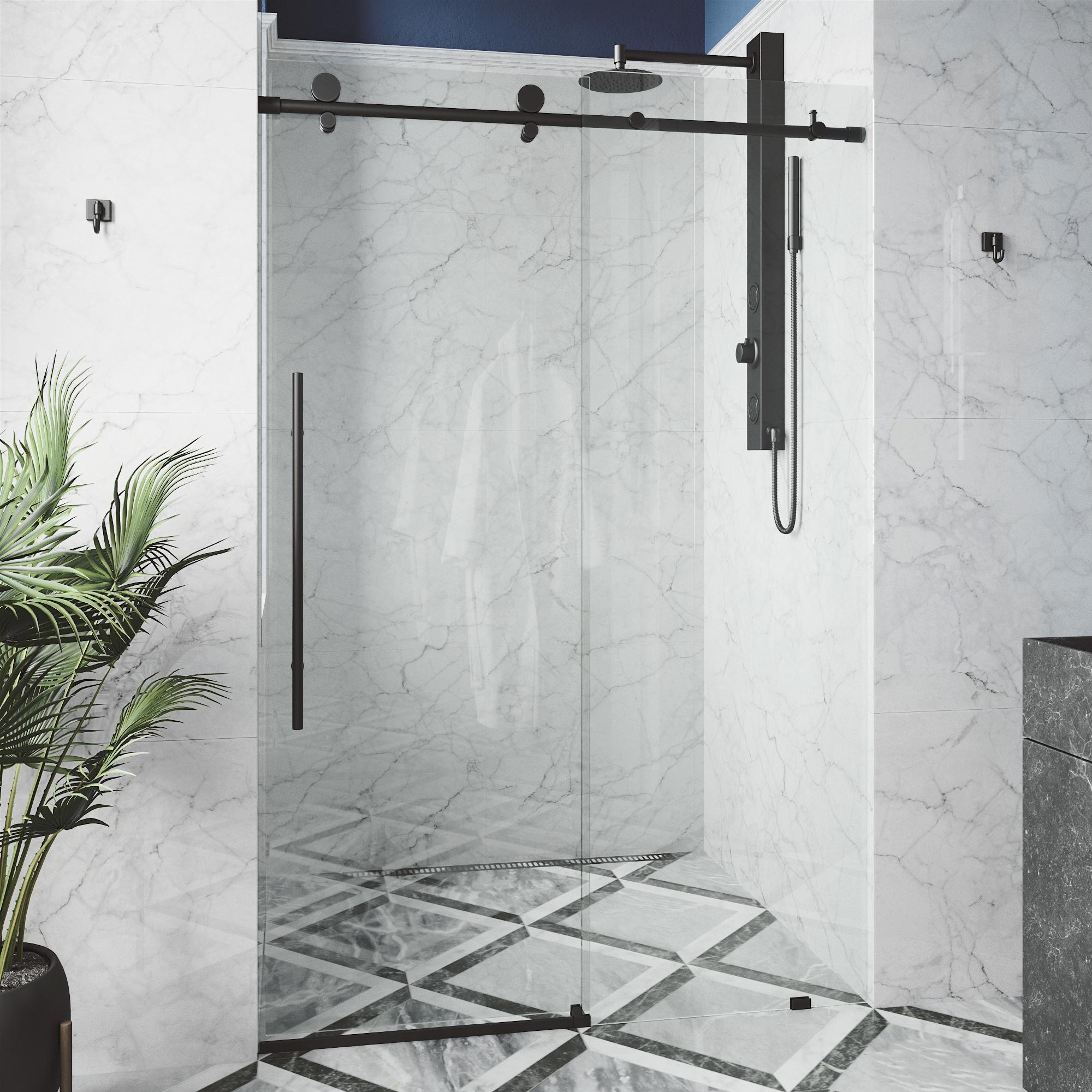 Elan E-Class 56-60" W x 76" H Sliding Frameless Shower Door with 3/8" Clear Glass
