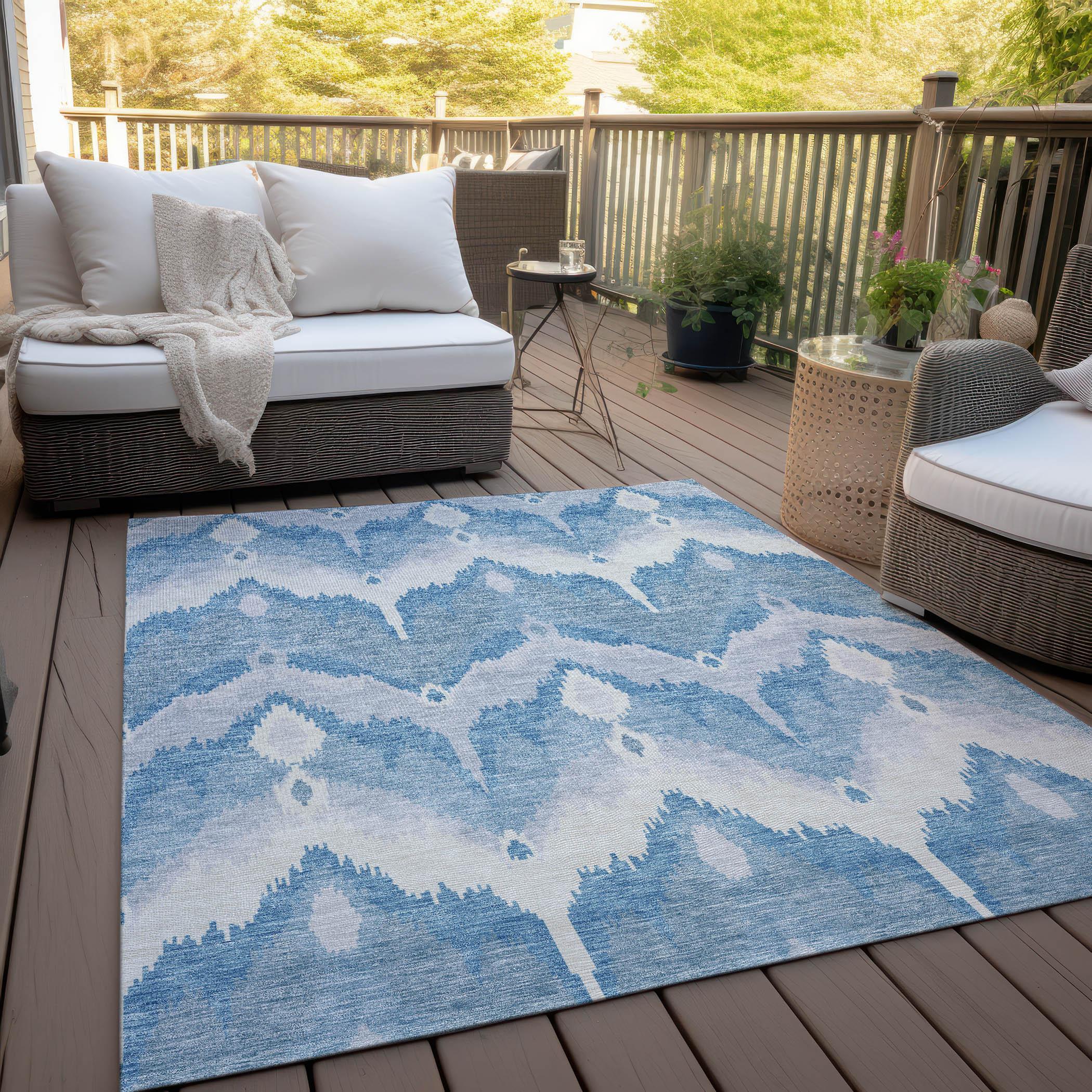 Addison Rugs Machine Washable Indoor/ Outdoor Chantille Boho Ikat Rug Denim - 3' x 5'