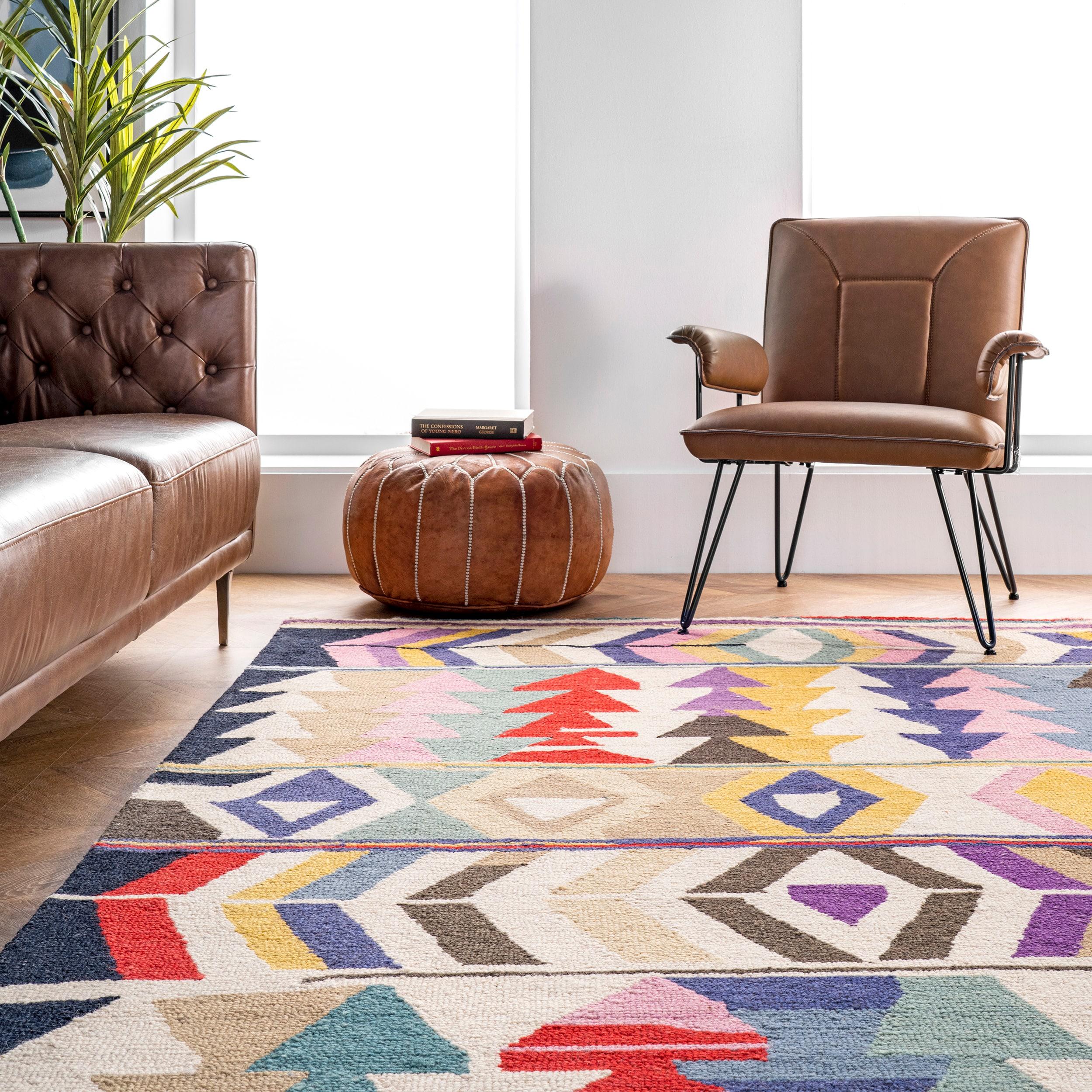 nuLOOM 2'6"x6' Hand Tufted Ofelia Area: Geometric Runner Rug, Multicolor, Wool, Low Pile, Indoor Use