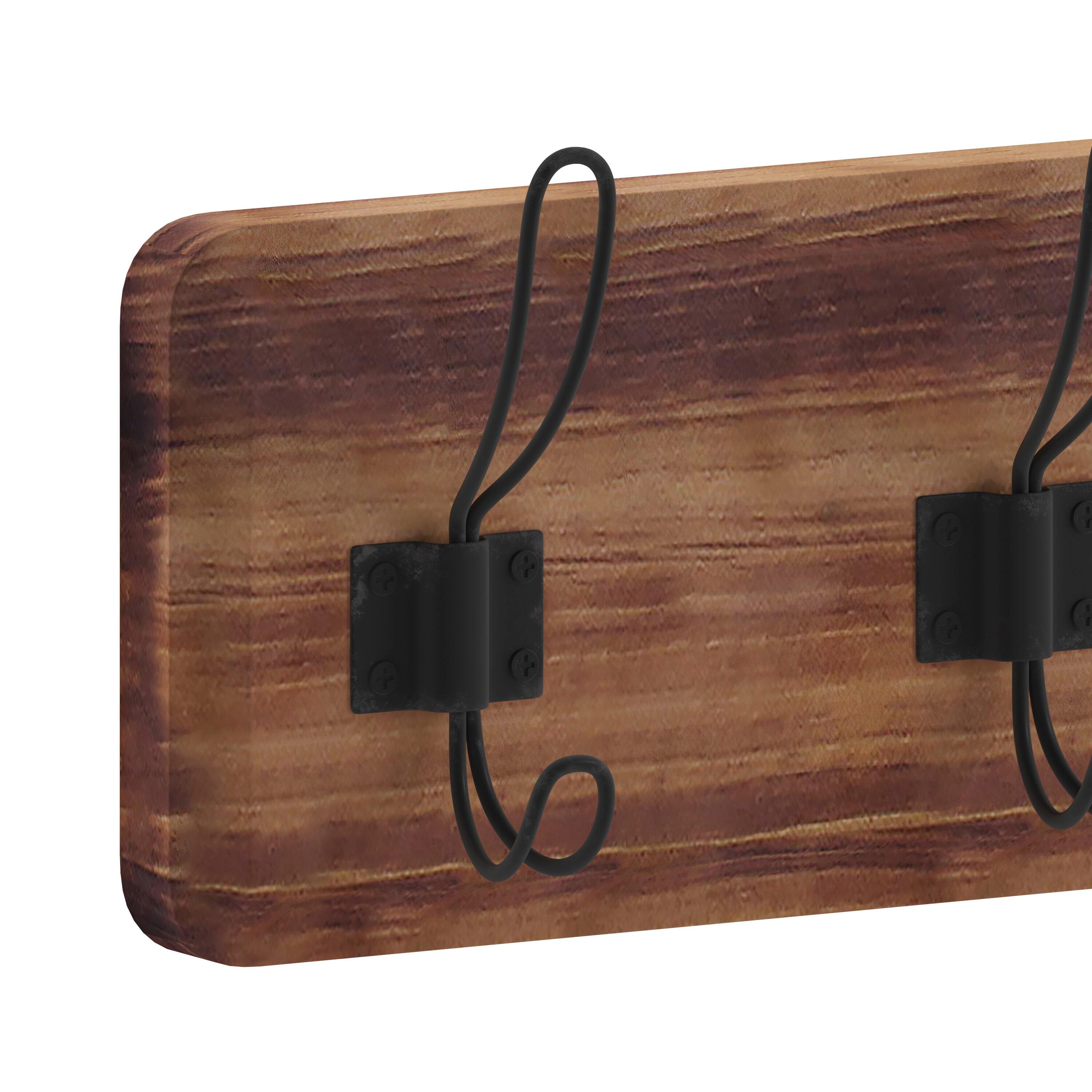Flash Furniture Daly Rustic Rectangle Wood Coat Rack with Shelf/Storage, Rustic Brown
