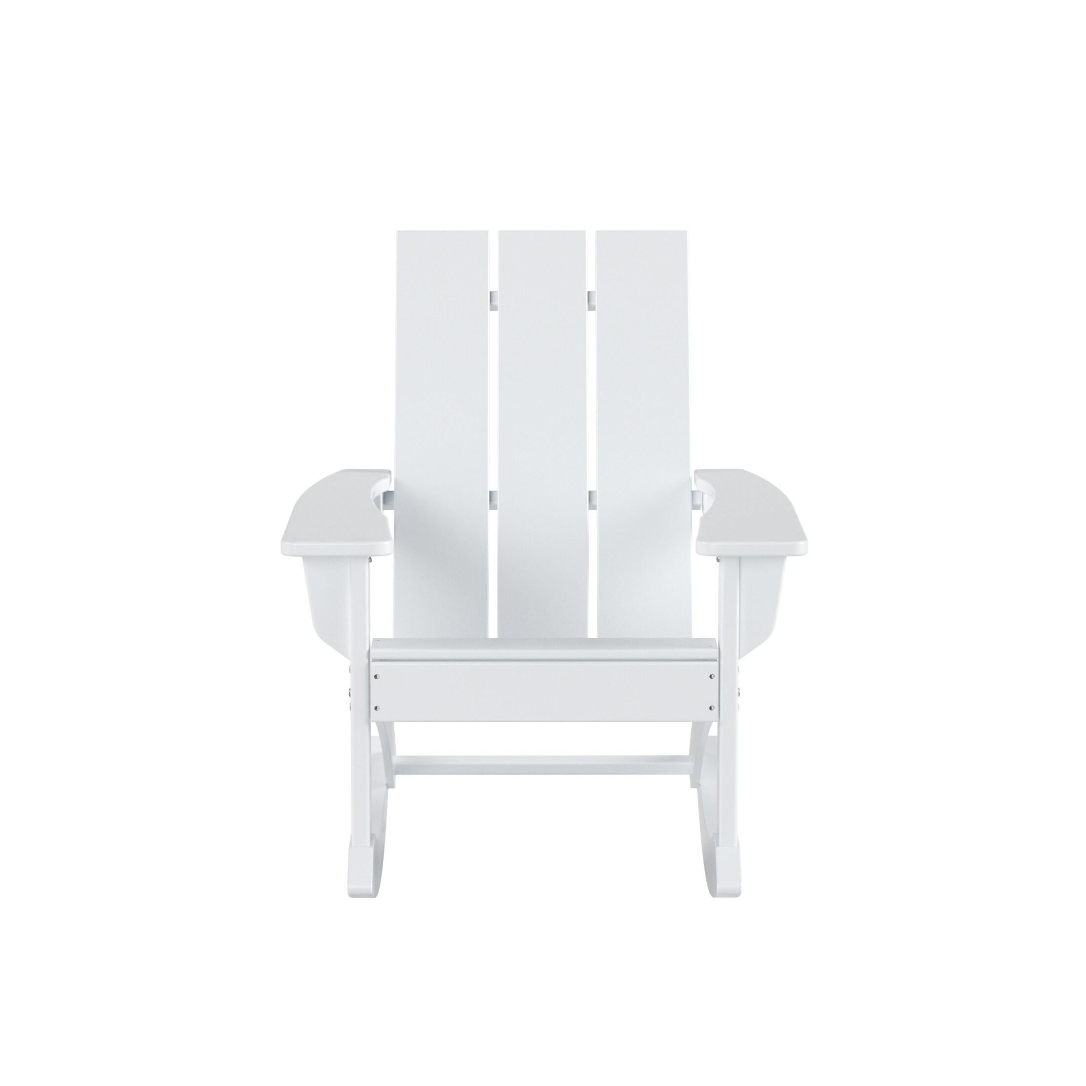 Polytrends  Shoreside Modern Eco-Friendly All Weather Poly Adirondack Rocking Chair White