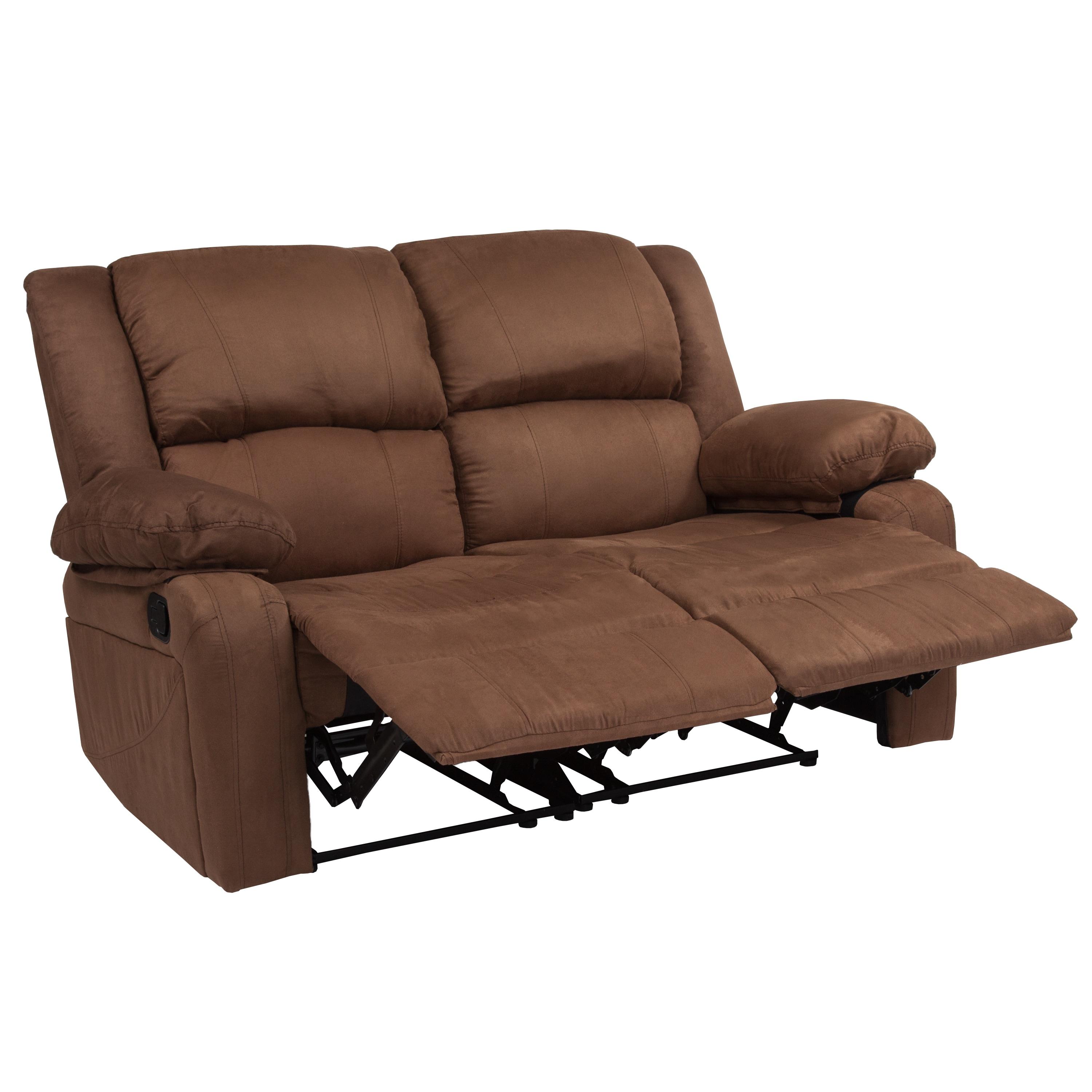 Flash Furniture Harmony Series Chocolate Brown Microfiber Loveseat with Two Built-In Recliners