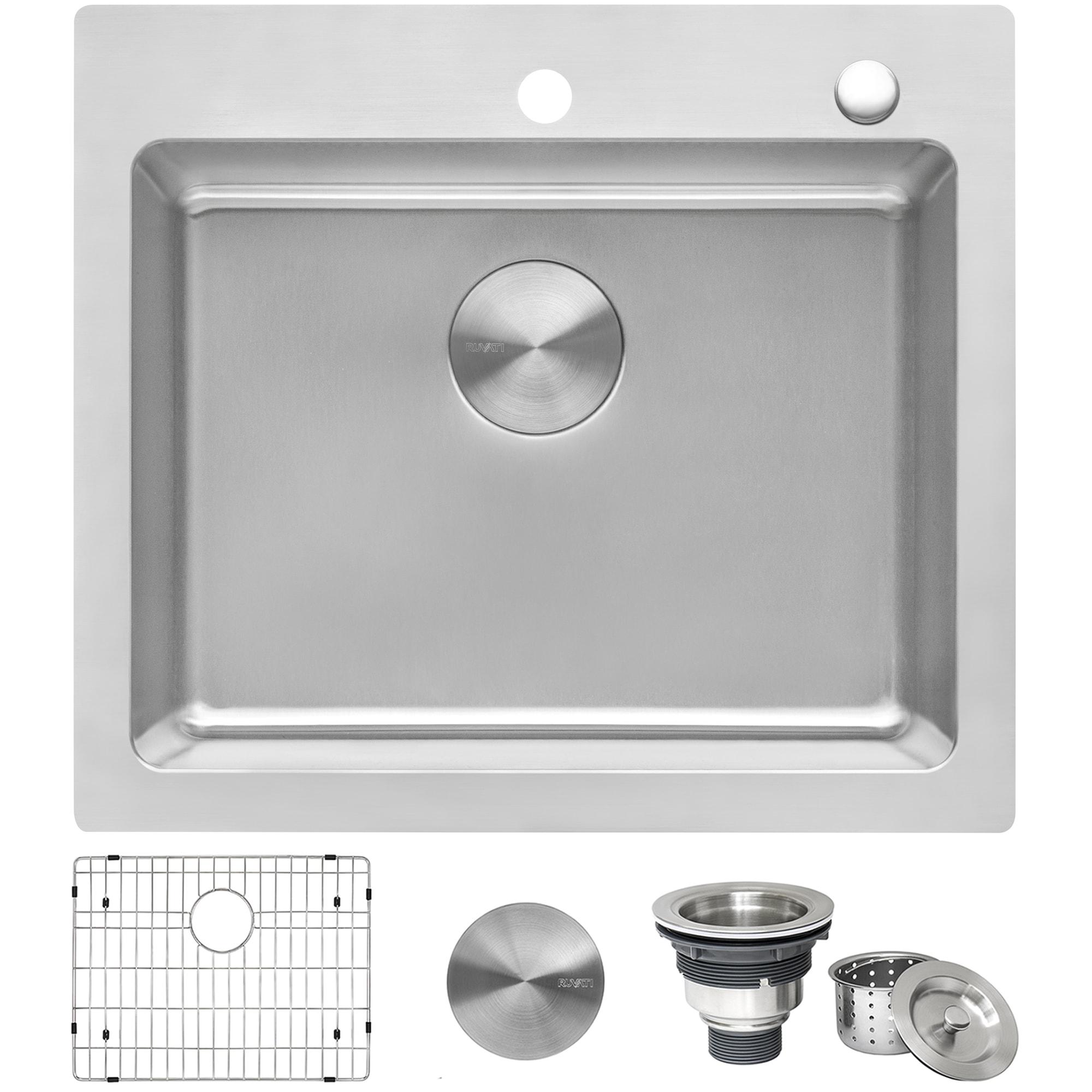 Ruvati 23 x 20 inch Drop-in Topmount Kitchen Sink 16 Gauge Stainless Steel Single Bowl