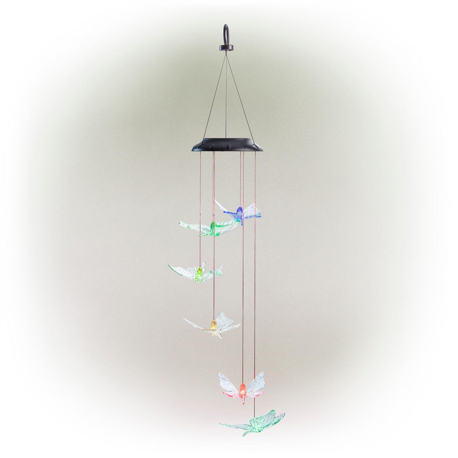 Alpine Corporation LED Butterfly Mobile: Solar-Powered, 27" Outdoor Decor with 6 LEDs