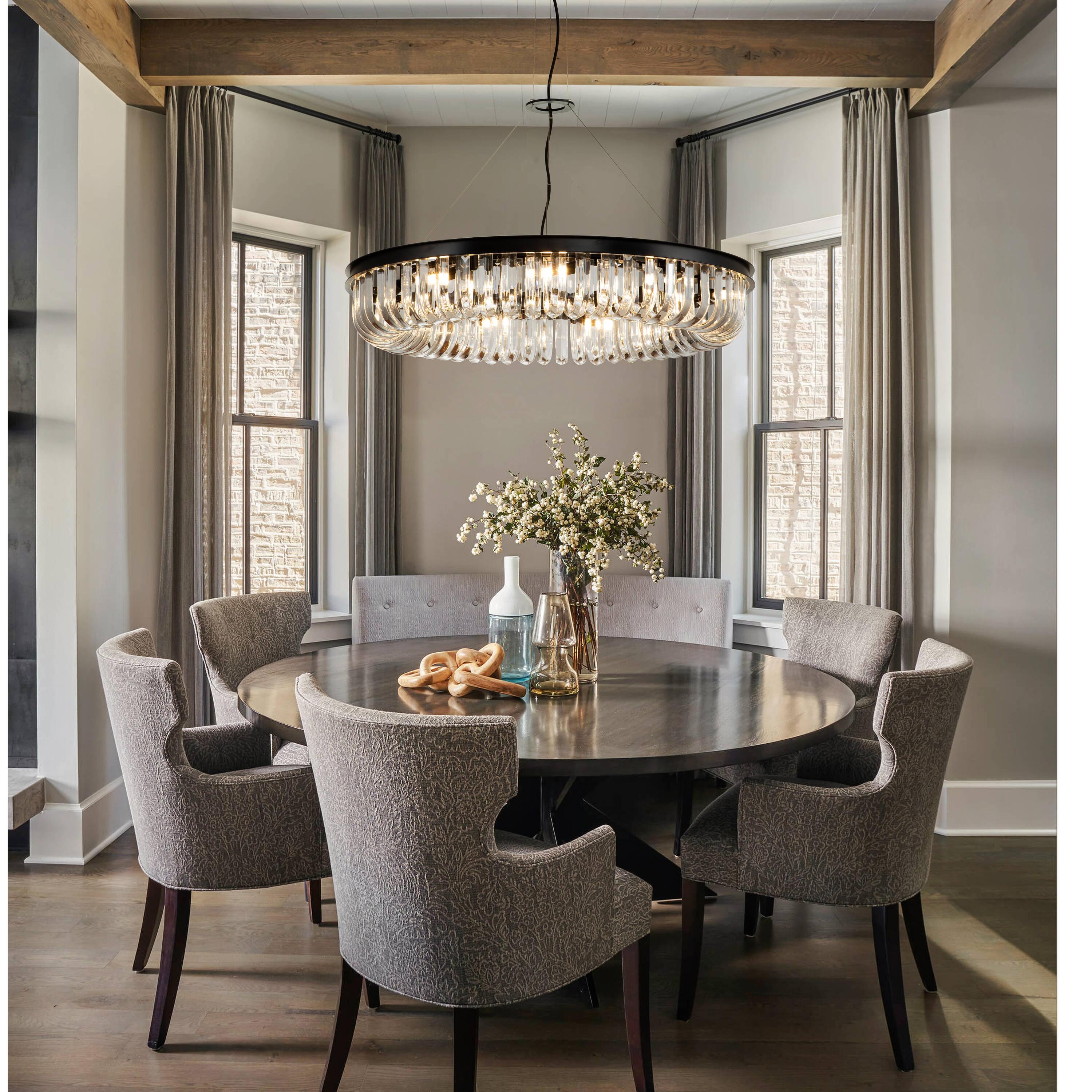AloaDecor 8-Lights Modern Cylinder 25"  Wagon Wheel Matte Black Chandelier With Glass Accents - W:25.6"