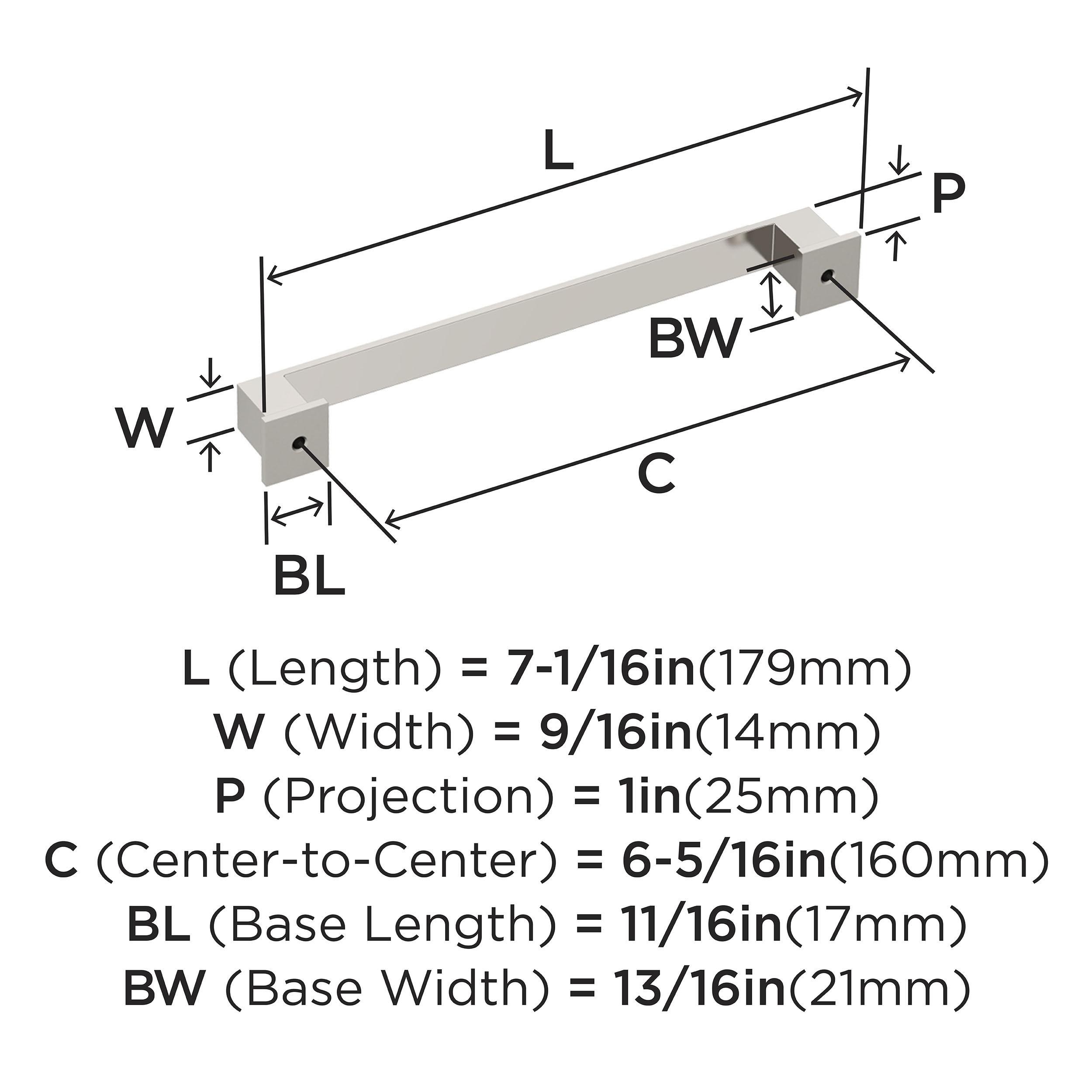 Amerock Appoint 6-5/16 inch (160mm) Center-to-Center Polished Nickel Cabinet Pull