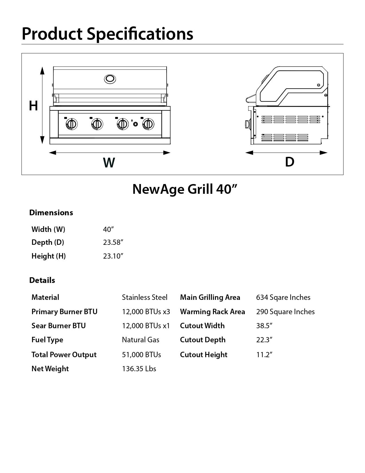 Outdoor Kitchen Performance Grill in Stainless Steel