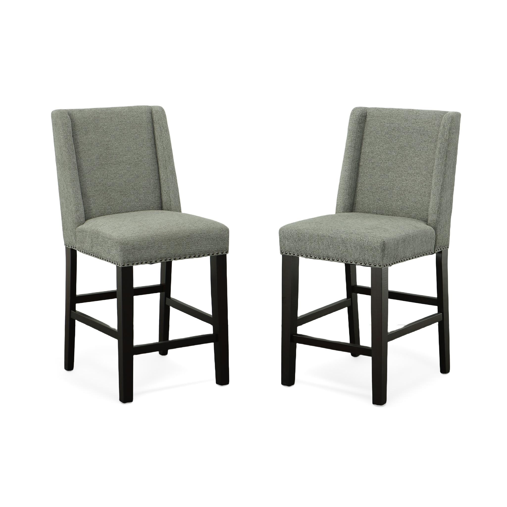 Carolina Living Set of 2 24" Laurant Upholstered Counter Height Barstools Charcoal/Espresso