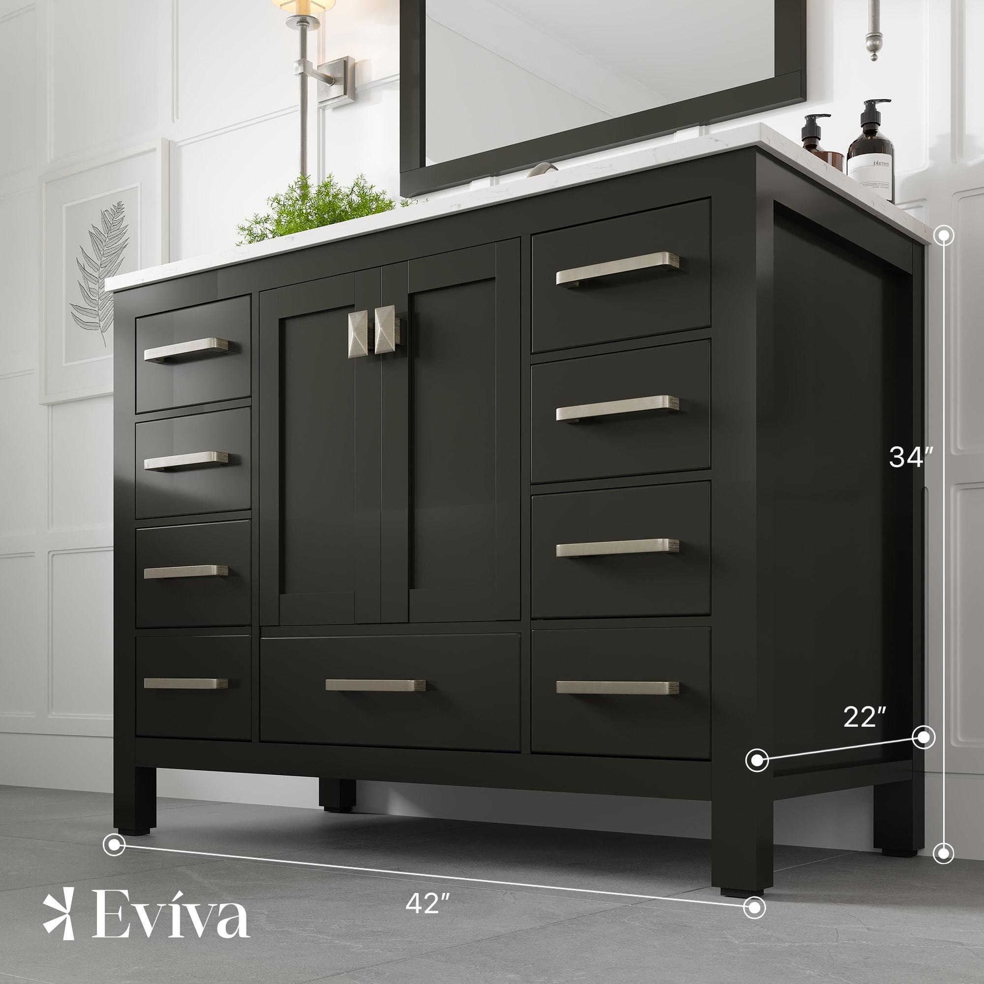 Eviva Aberdeen 42" Transitional Espresso Bathroom Vanity with White Carrara Countertop