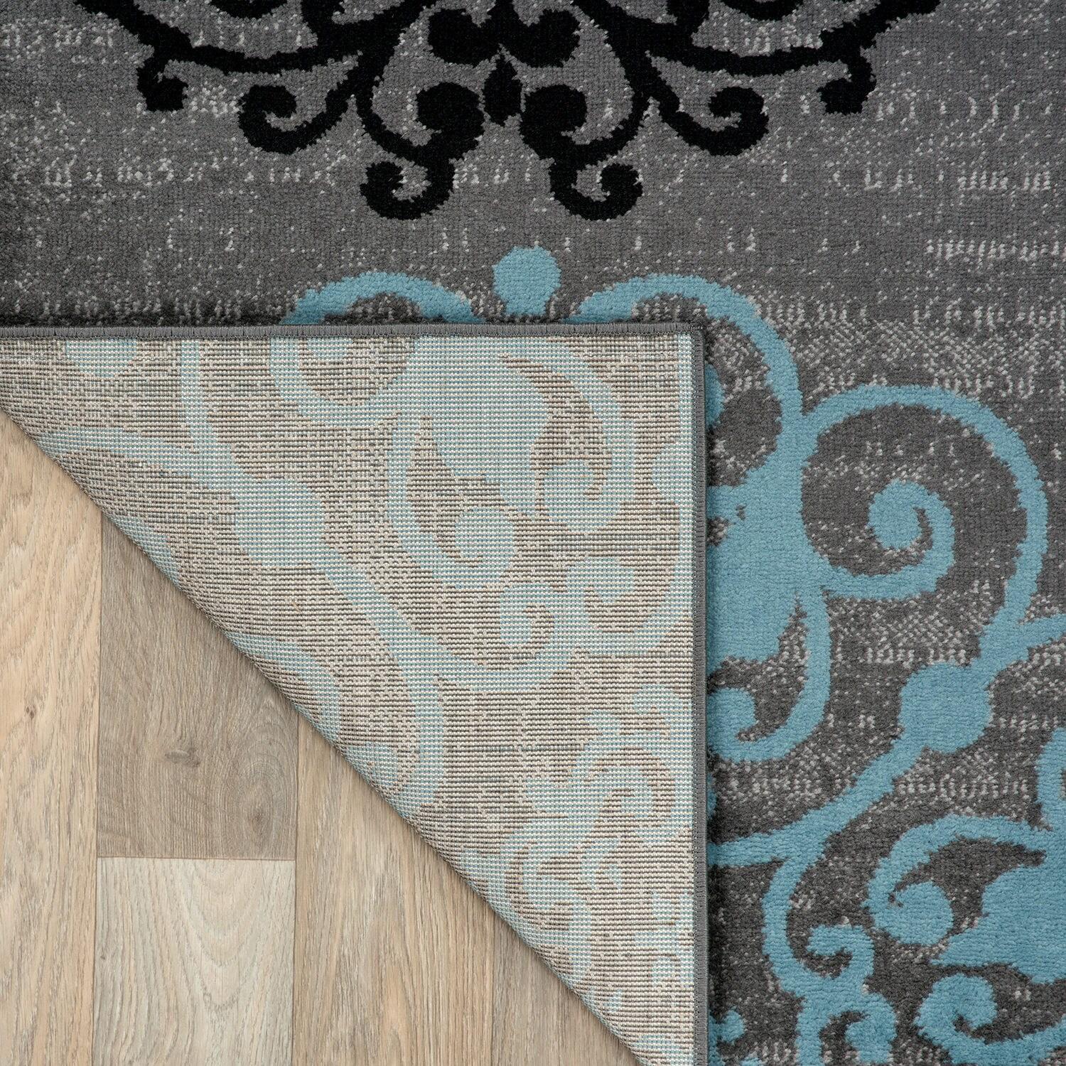 World Rug Gallery Floral Gray 7'10" x 10'2" Indoor Area Rug