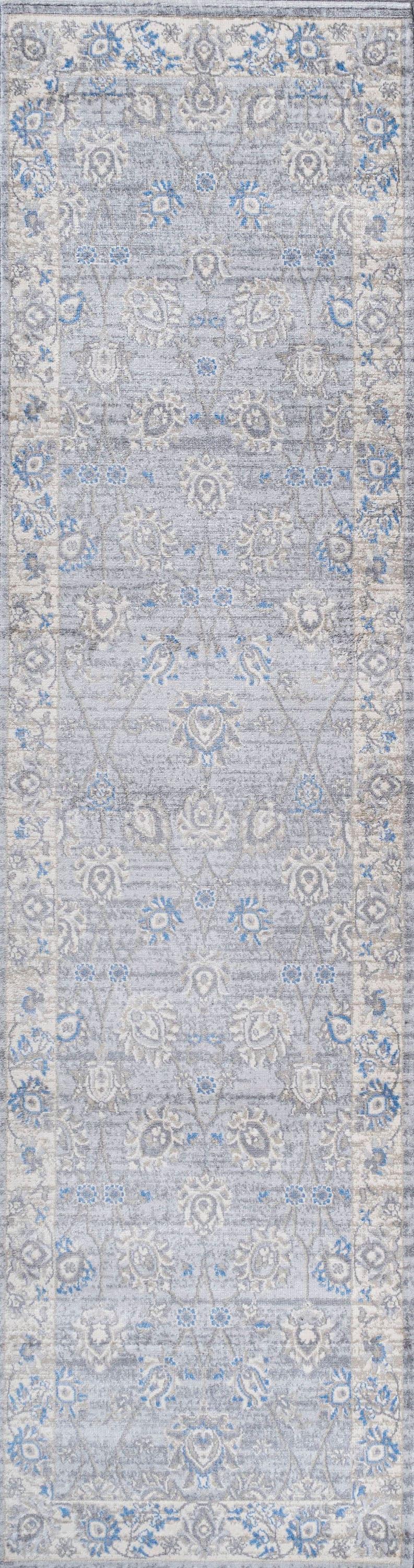 2' X 8' Modern Persian Vintage Moroccan Traditional Runner Rug, Gray/Blue - JONATHAN Y