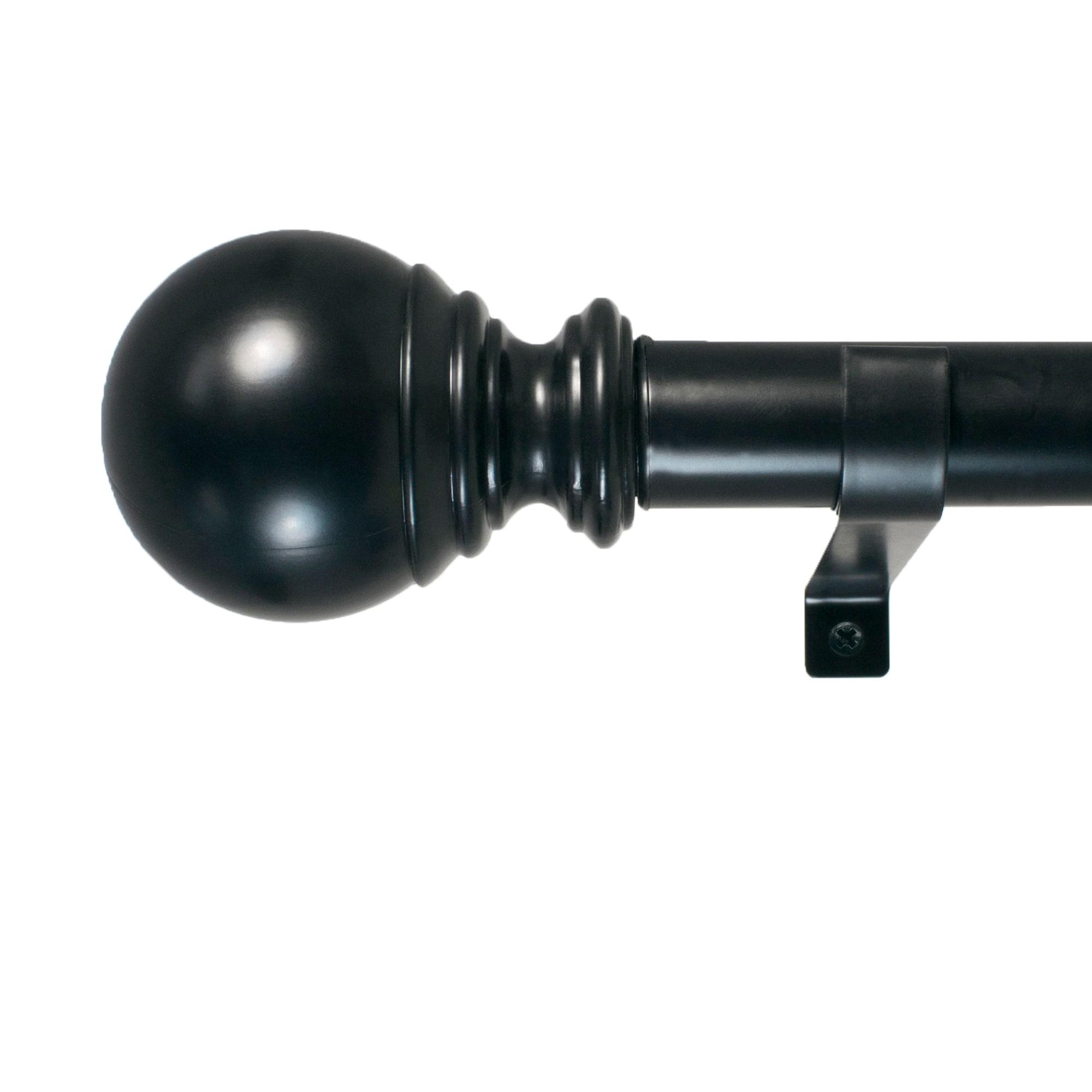 Decopolitan 1" Diameter Ball Telescoping Drapery Rod Set 18-36" Black