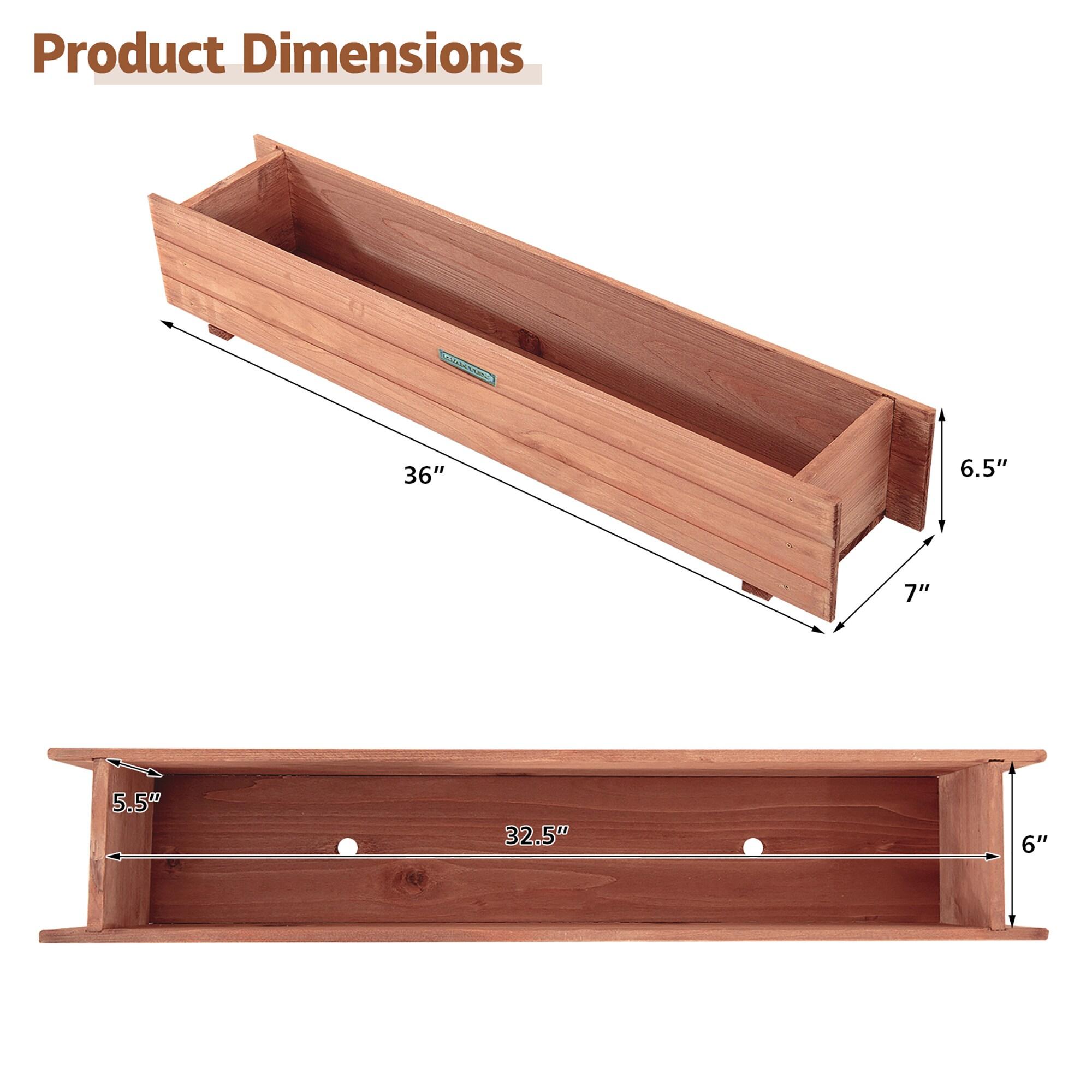 36 Inch Wooden Flower Planter Box Garden Yard Decorative Window Box Rectangular