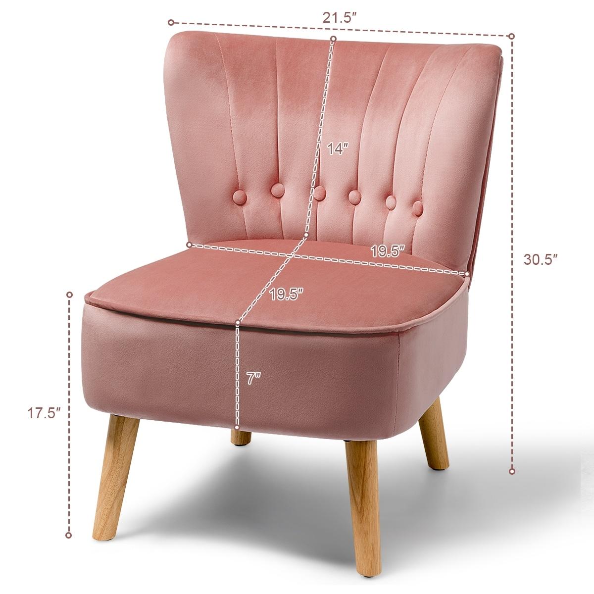 Costway Armless Accent Chair Modern Velvet Leisure Chair Single Upholstered Pink