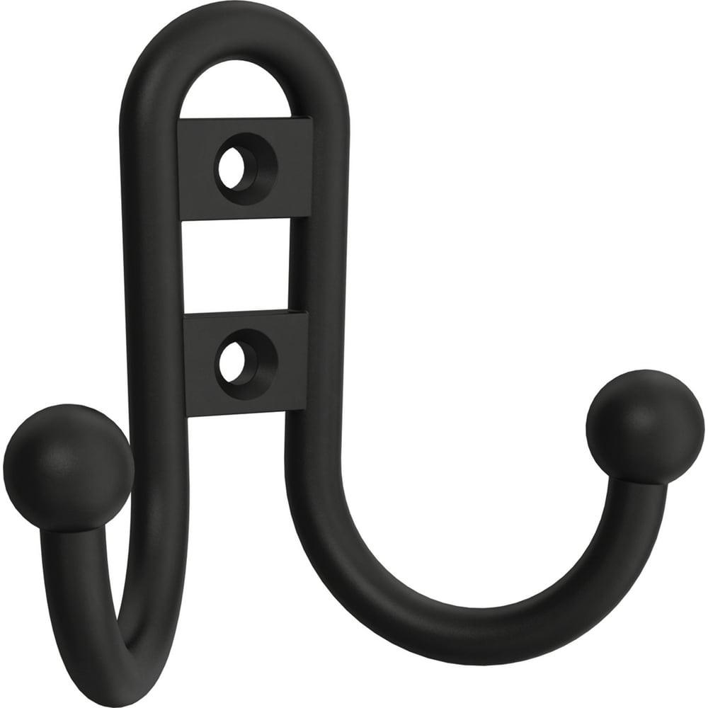 Flat Black Double Prong Metal Robe Hook