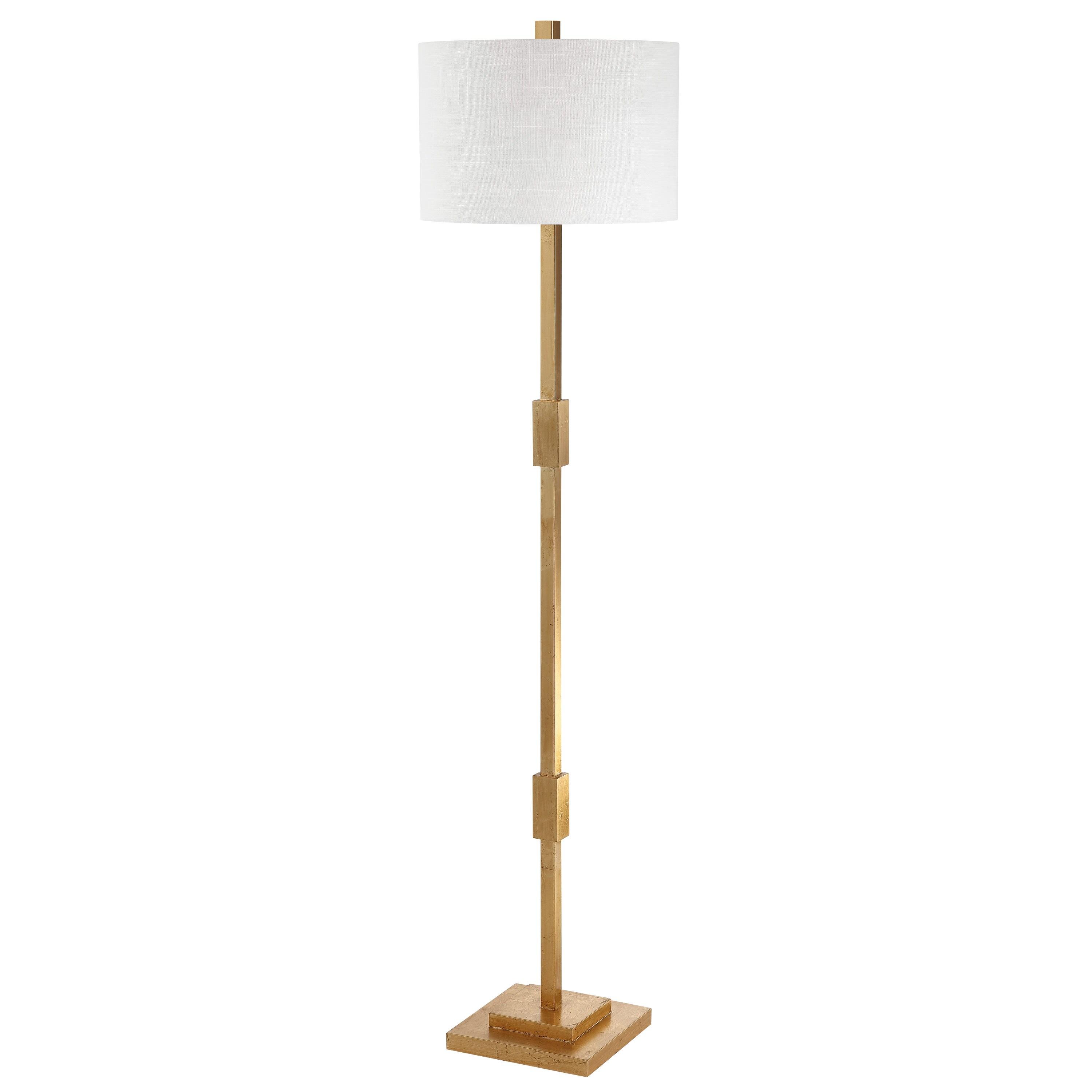 JONATHAN Y JYL3063A Windsor 61.5" Resin/Metal LED Floor Lamp, Contemporary, Modern, Transitional, Office, Living Room, Family Room, Dining Room, Bedroom, Hallway, Foyer, Gold Leaf