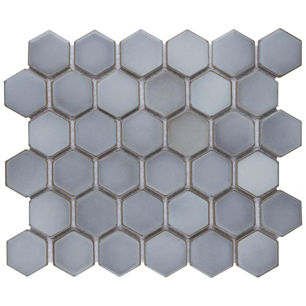 Hudson Due 2" Hex 10-7/8 " x 12-5/8 " Porcelain Mosaic Floor and Wall Tile