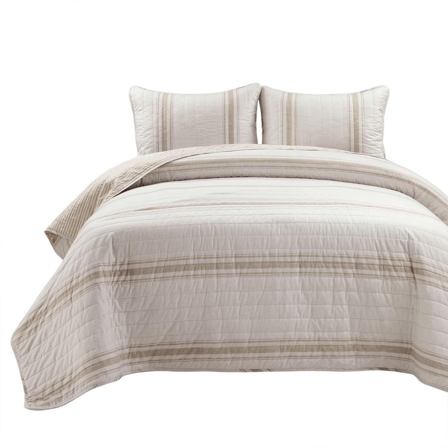 Birch Lane™ Gilroy Farmhouse / Country Cotton Striped Quilt Set