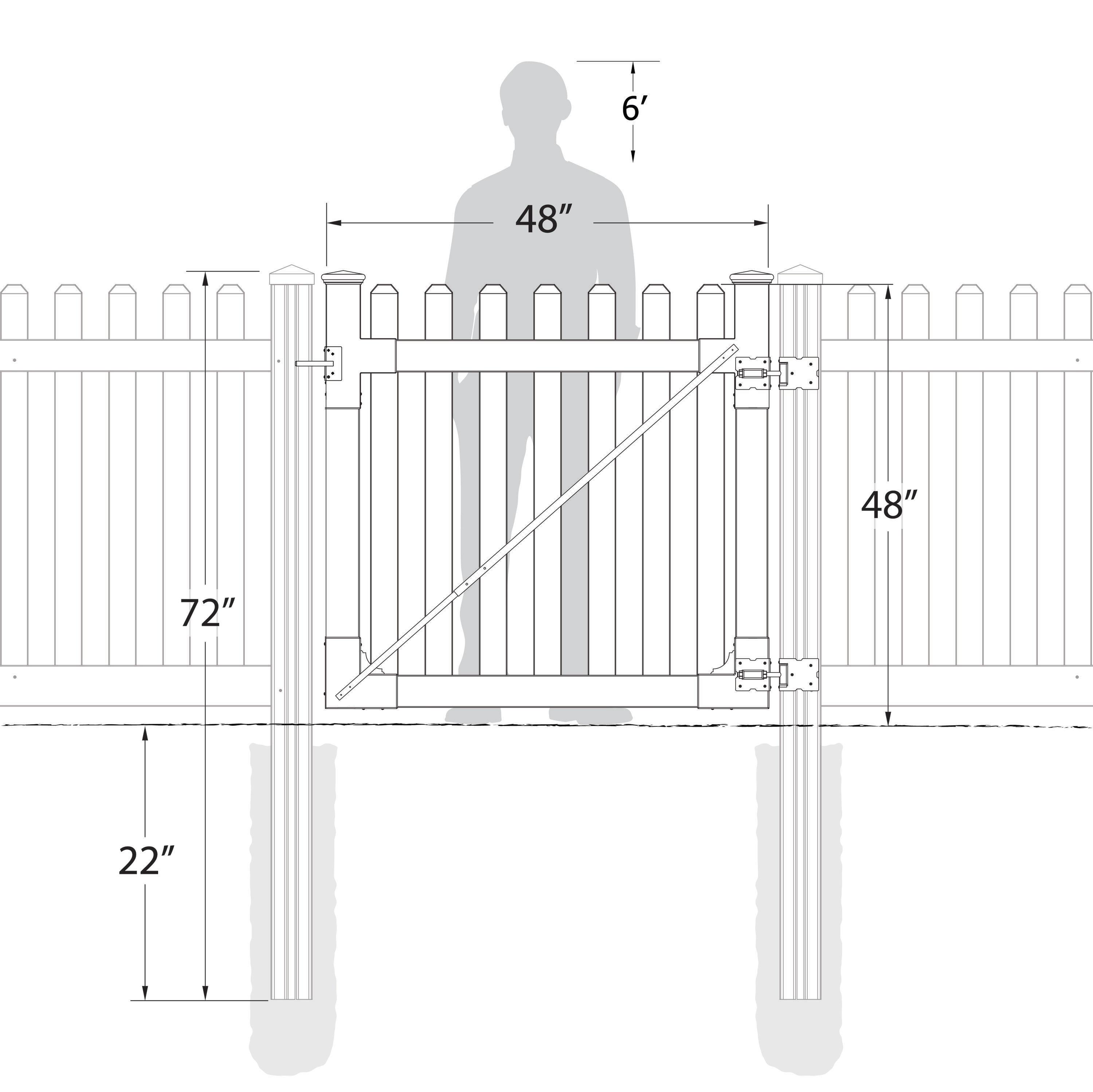 WamBam 4 ft. H x 4 ft. W Traditional Picket Gate
