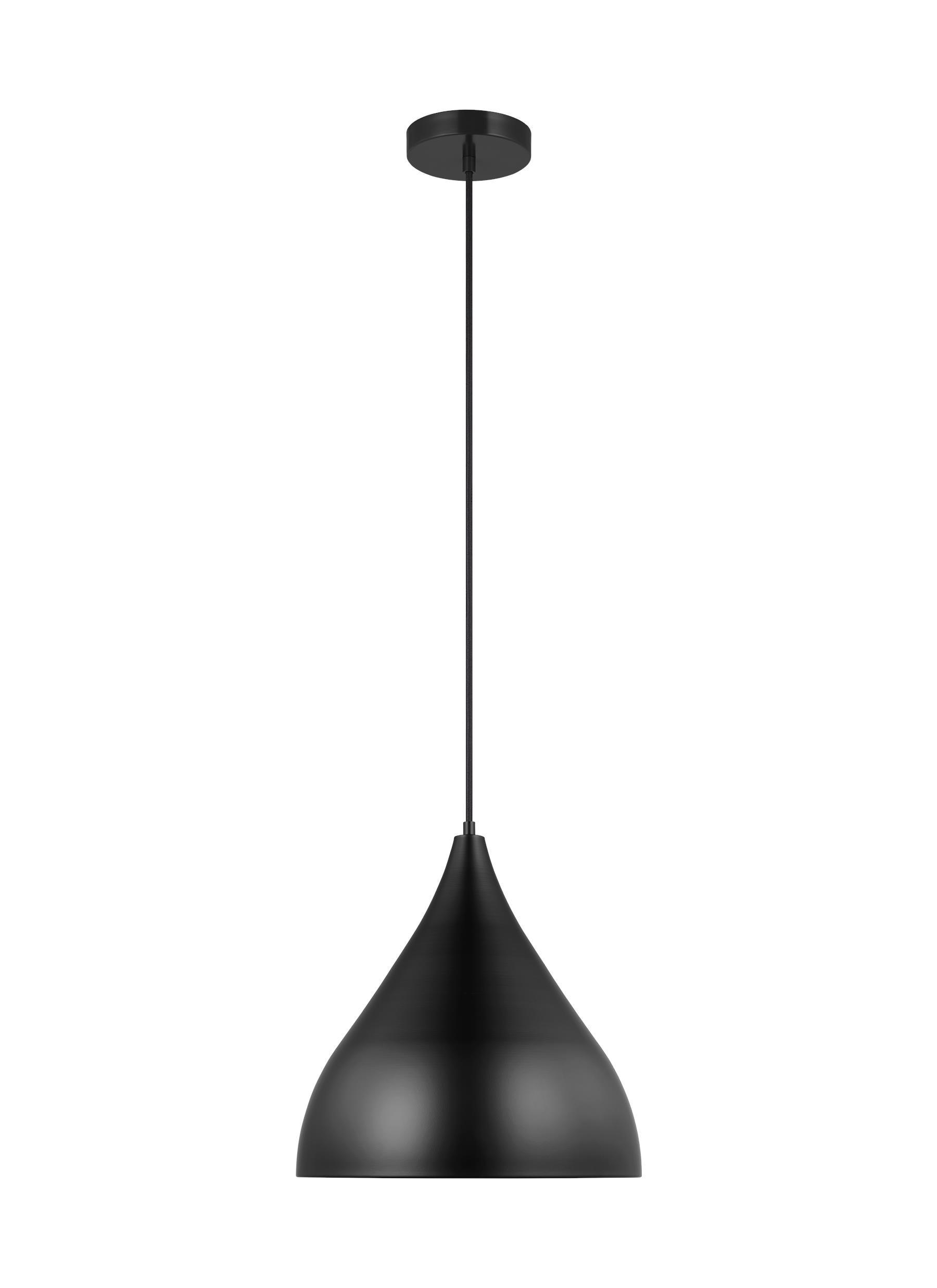 Midnight Black 14" Glass Pendant Light with Steel Shade